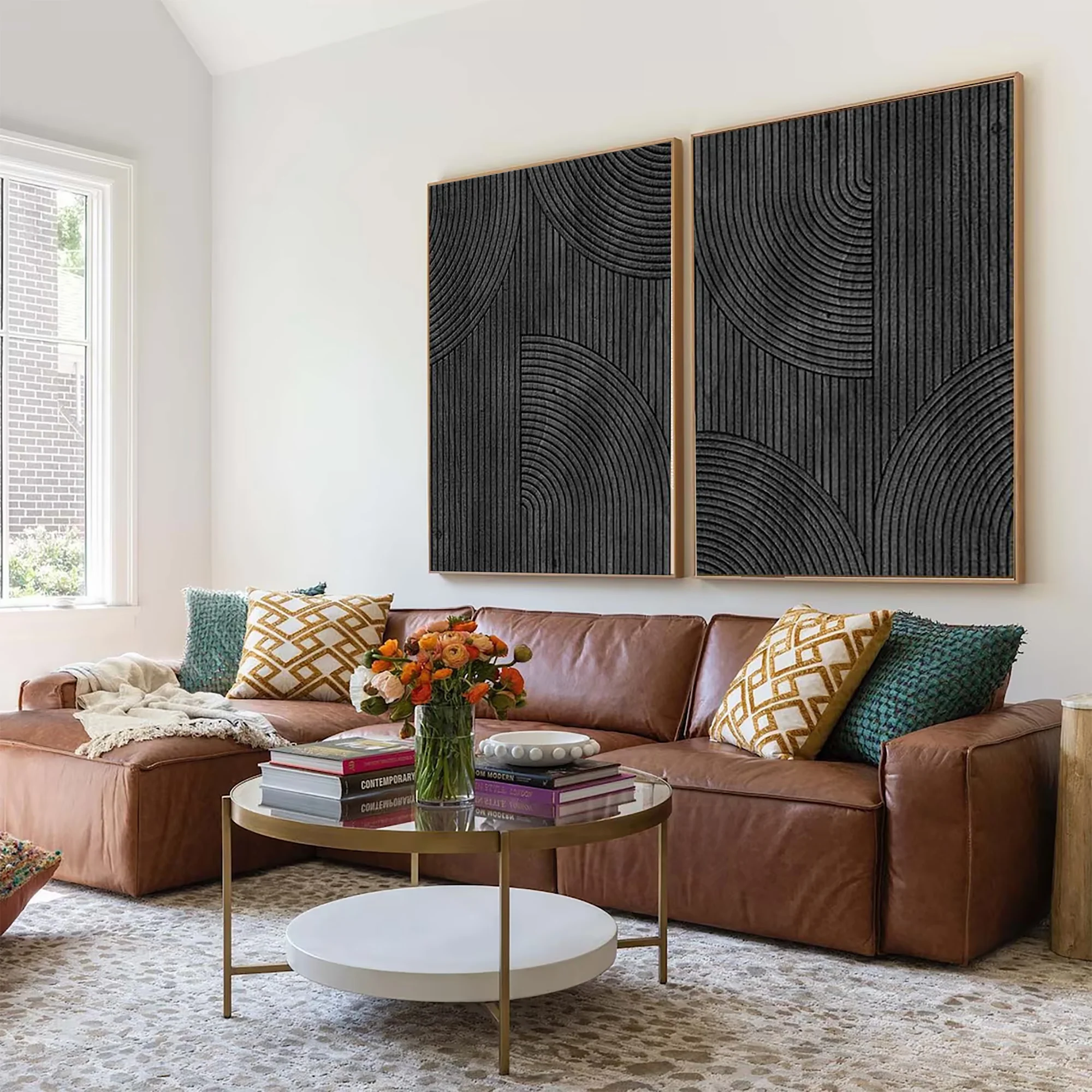 Black Minimalist Textured Paintings Canvas Set of 2 #MZ050