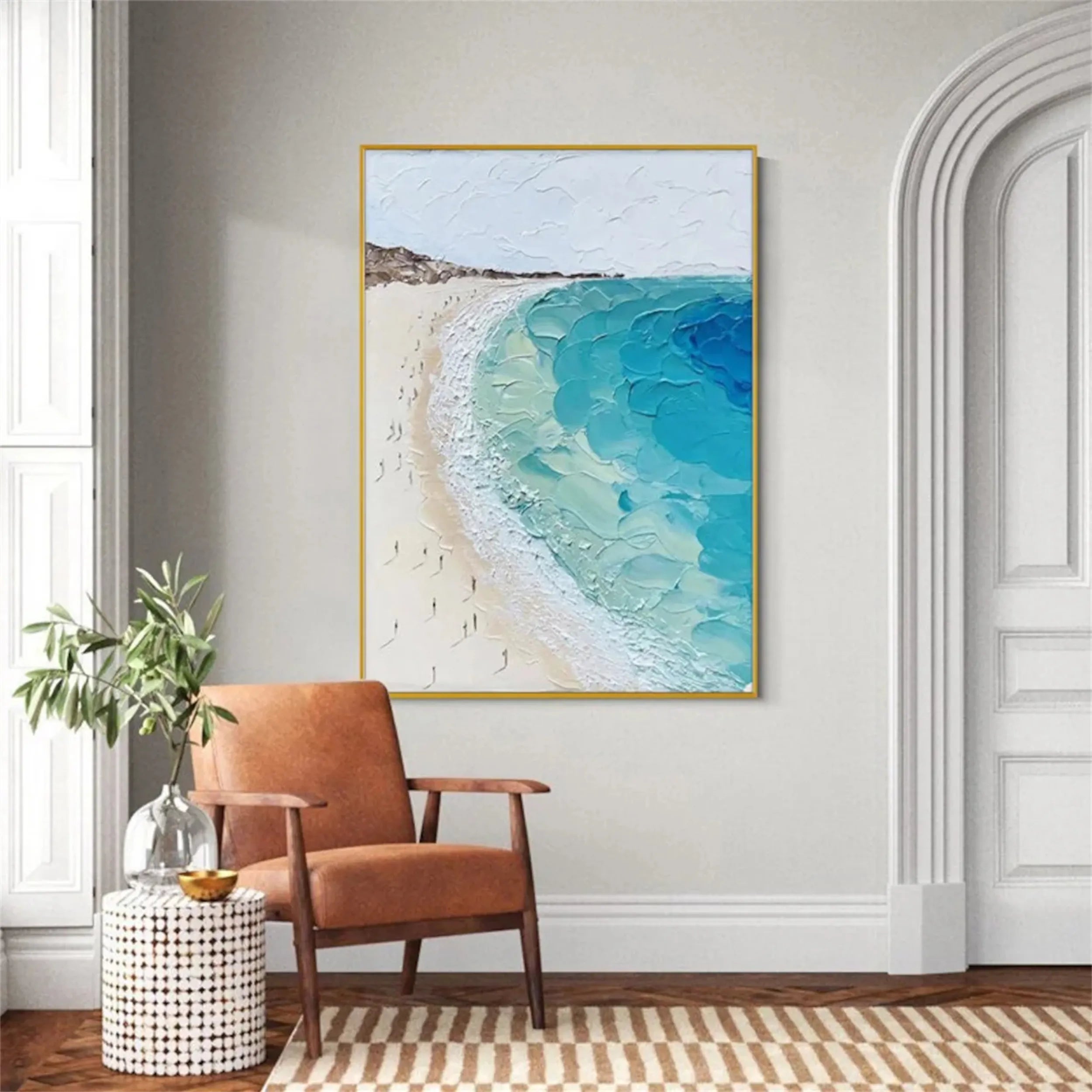 Seascape and Snowy Peak Painting #SP026