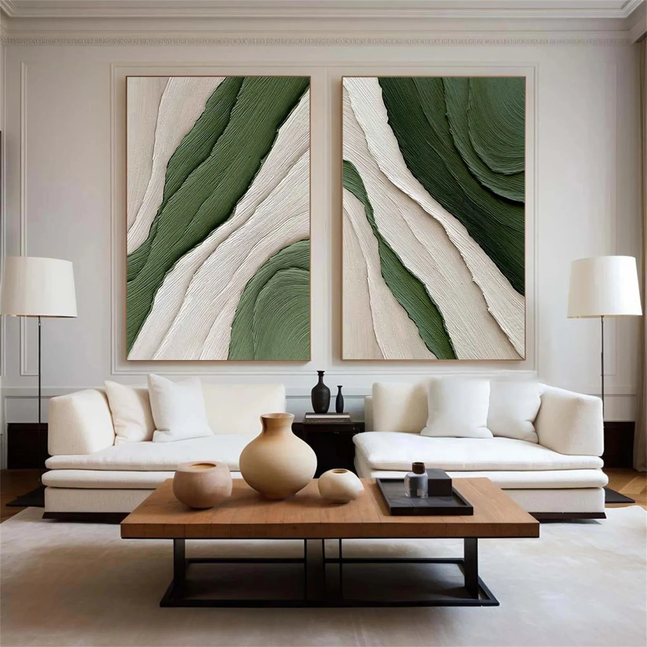Green Texture Art Set of 2#GT032