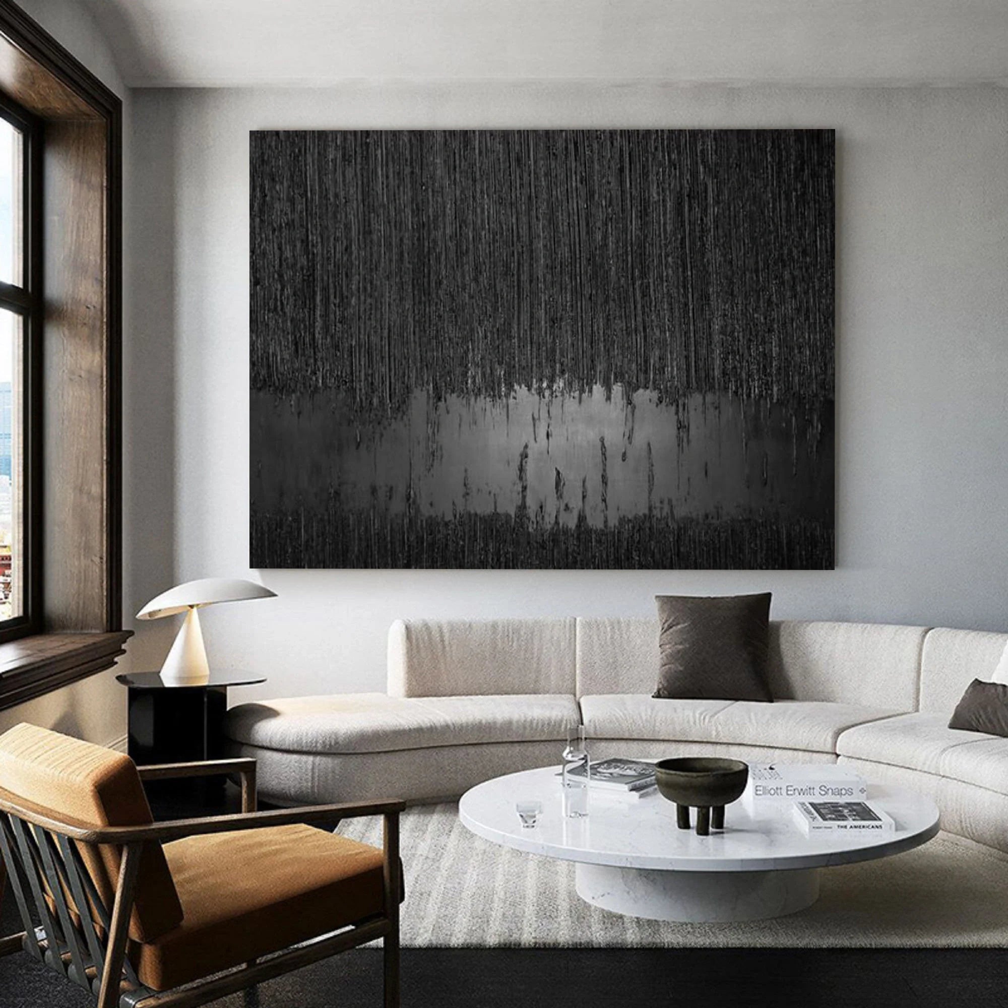 Black Minimalist Textured Painting #MZ024