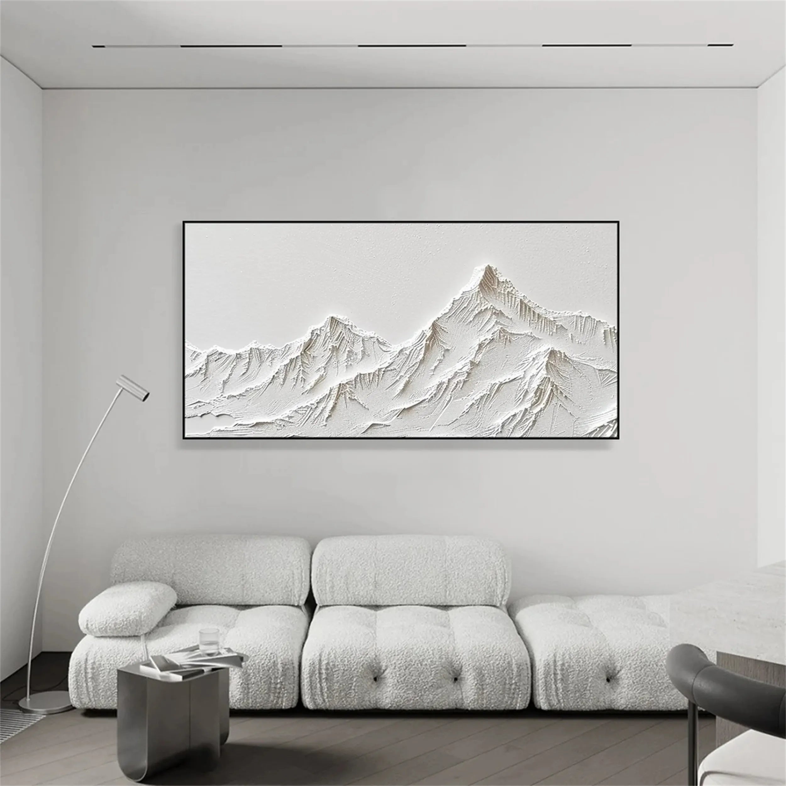 White Minimalist Textured Painting Canvas #MM249