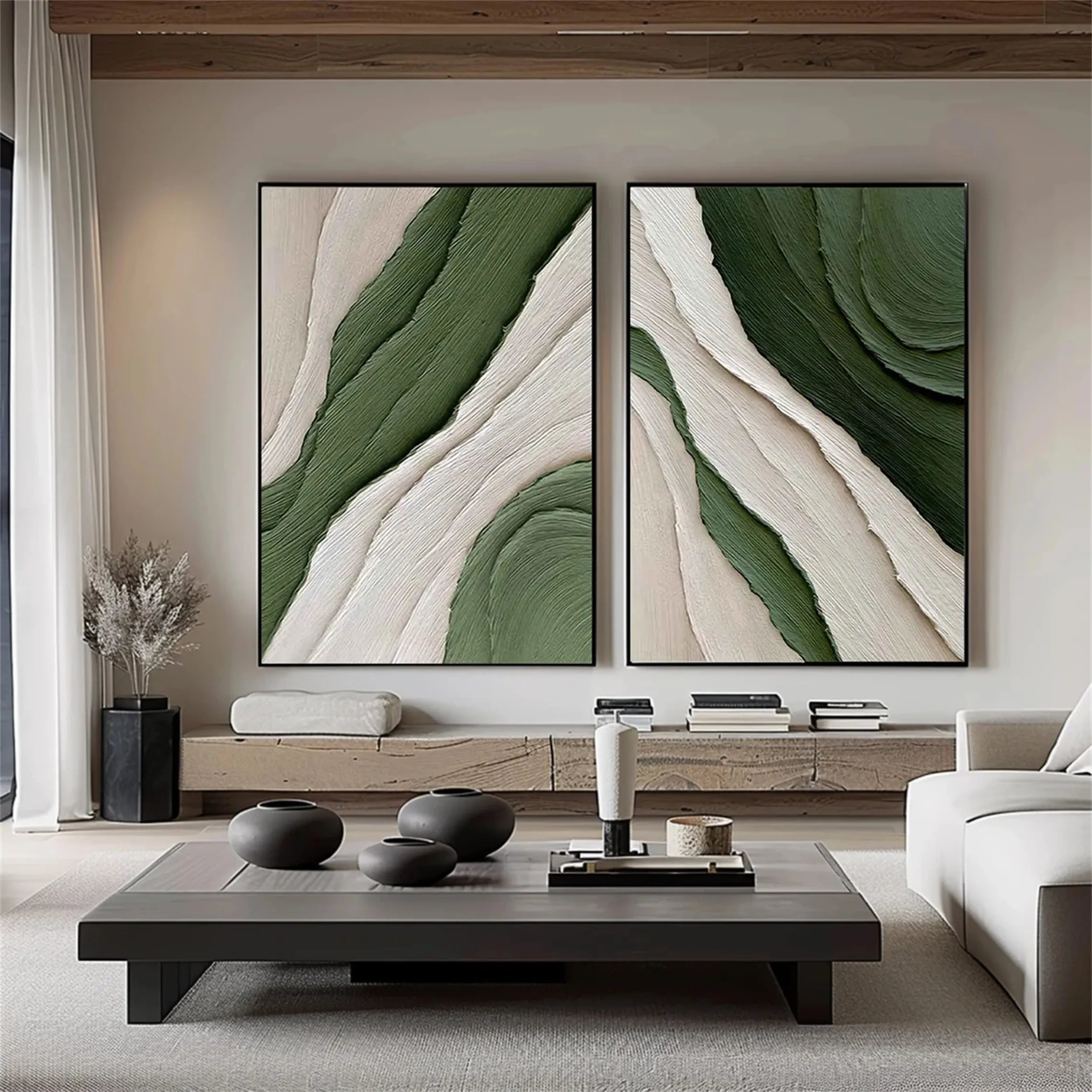 Green Texture Art Set of 2#GT032