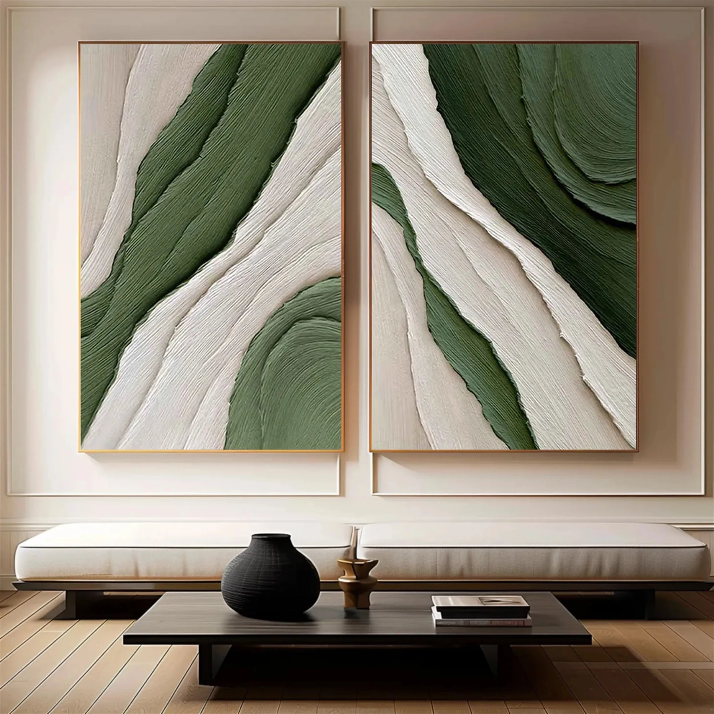 Blue & Green Abstract Set of 2 #BG047
