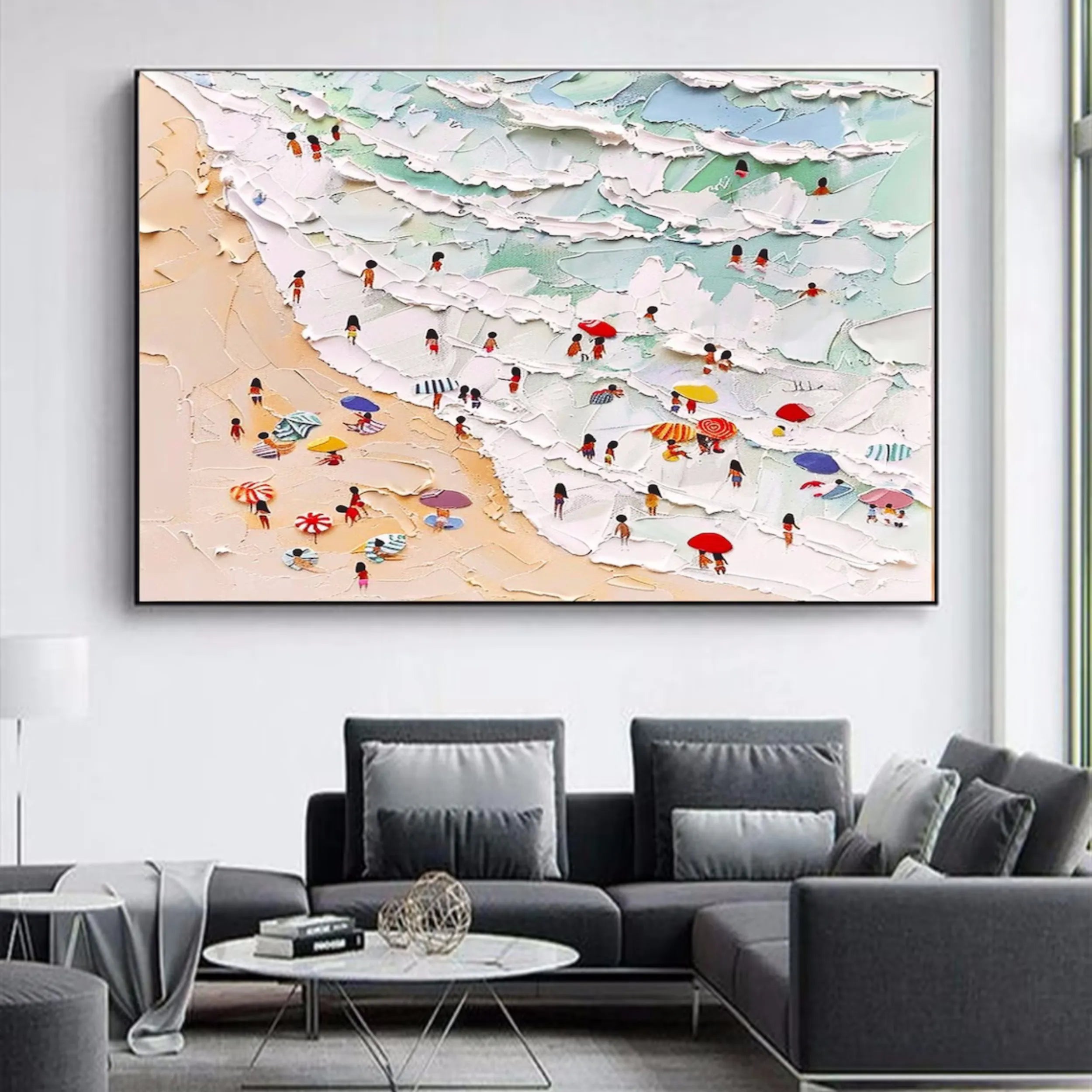 Seascape and Snowy Peak Painting #SP008