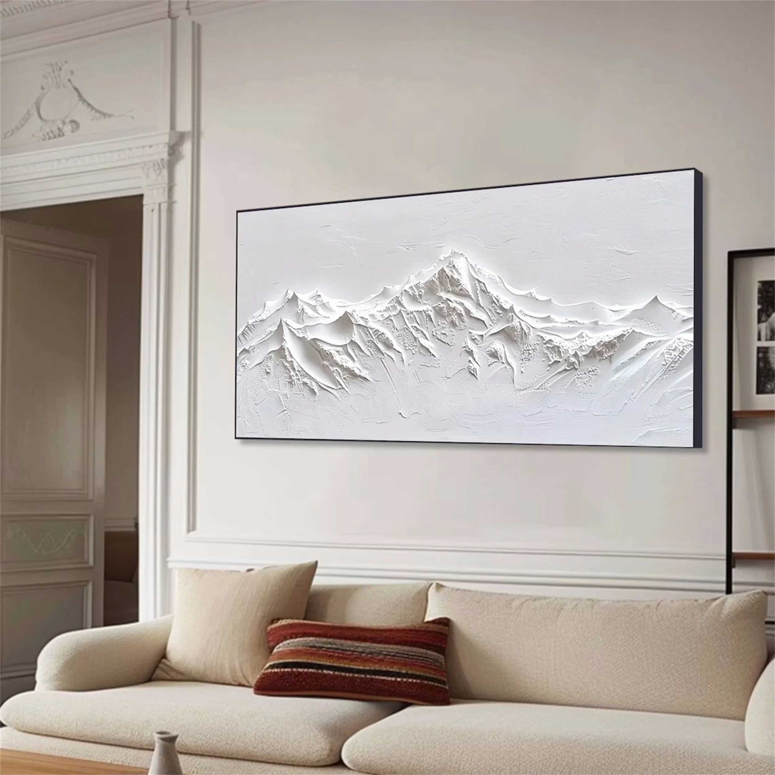 White Minimalist Textured Painting Canvas #MM132