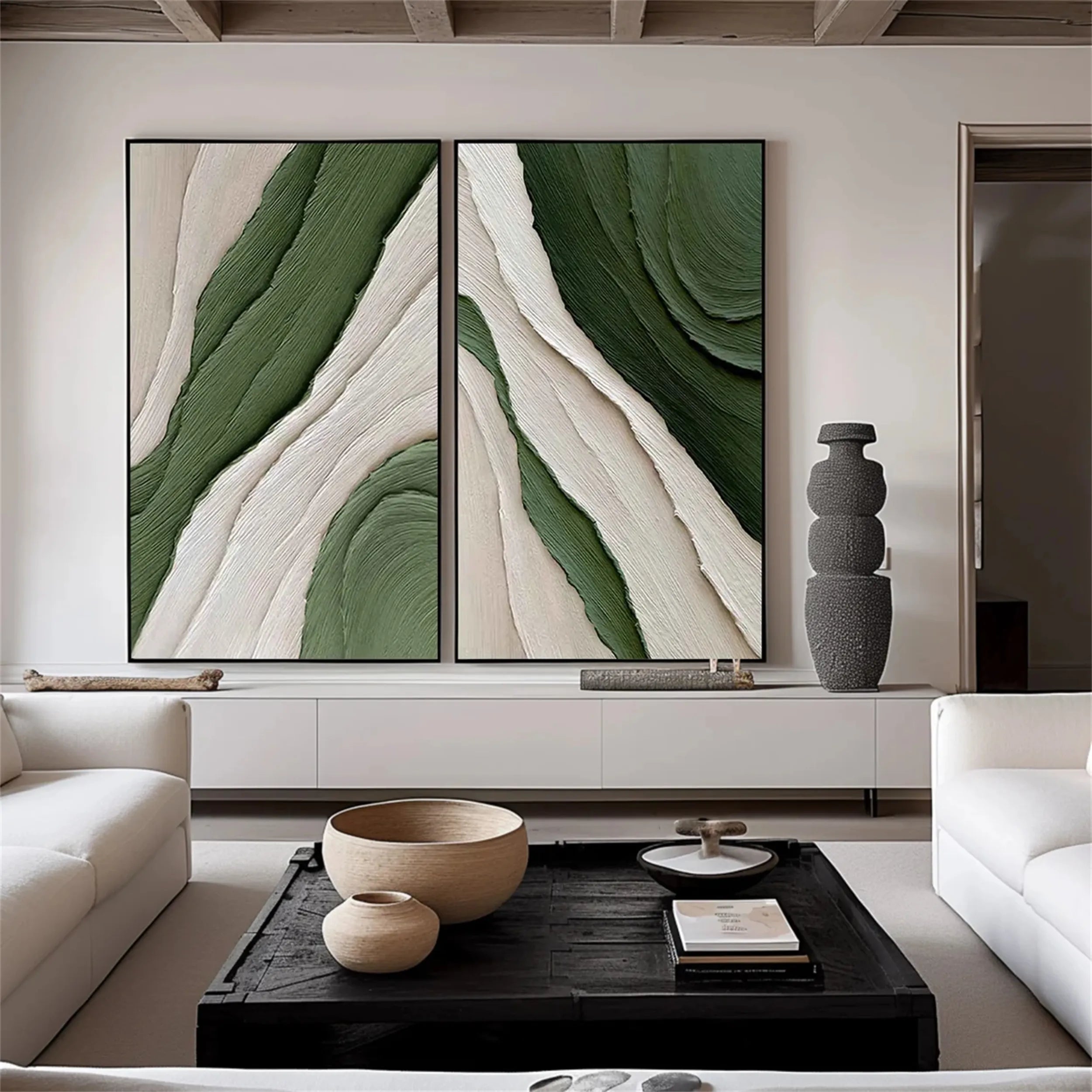 Green Texture Art Set of 2#GT032