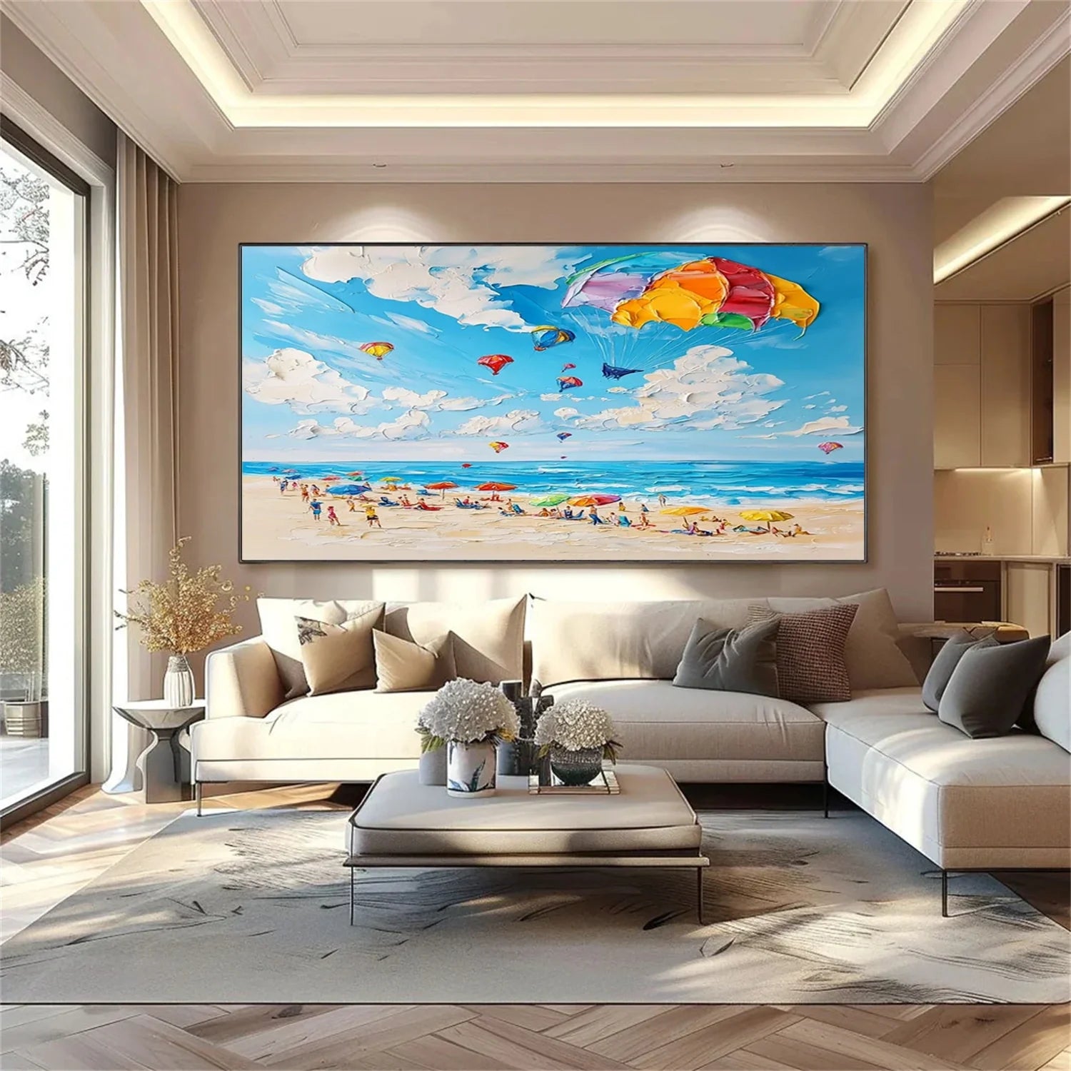 Seascape and Snowy Peak Painting #SP057