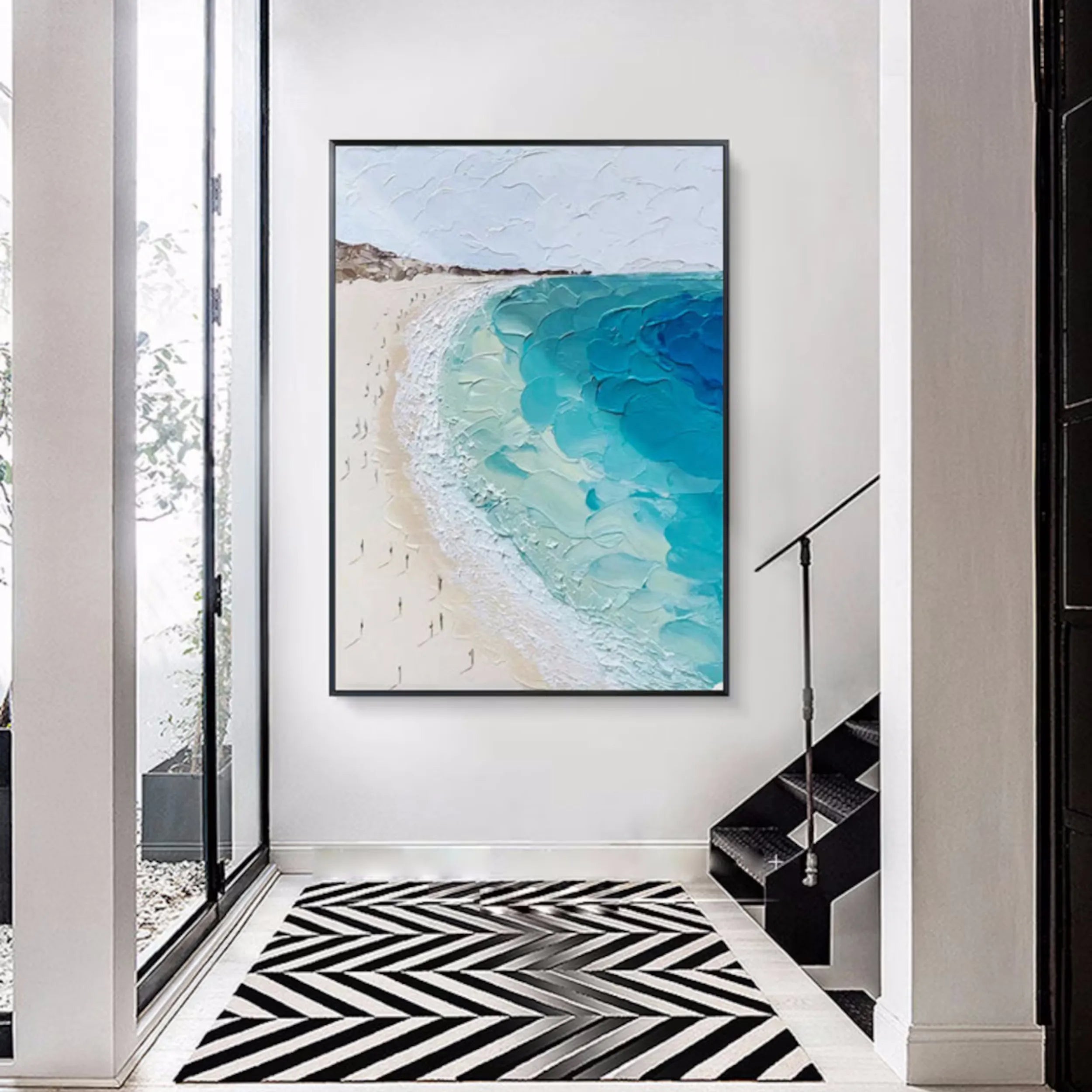 Seascape and Snowy Peak Painting #SP026