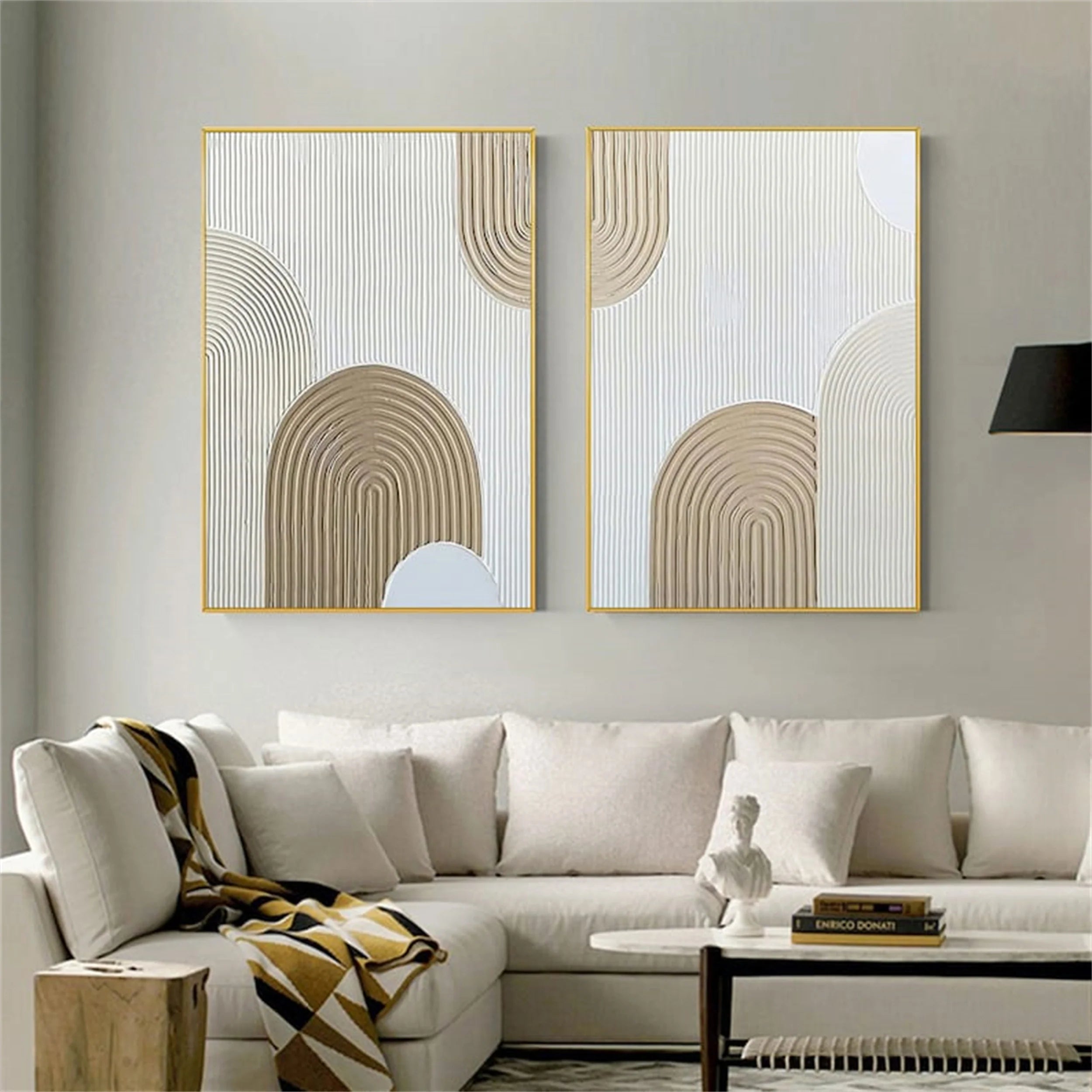 Beige & Brown Abstract Set of 2 #BB076