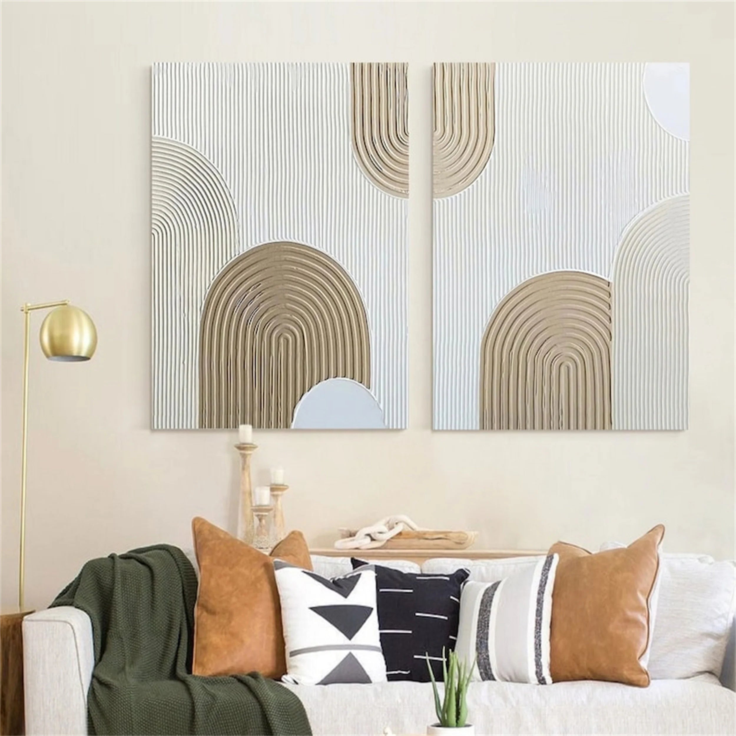 Beige & Brown Abstract Set of 2 #BB076