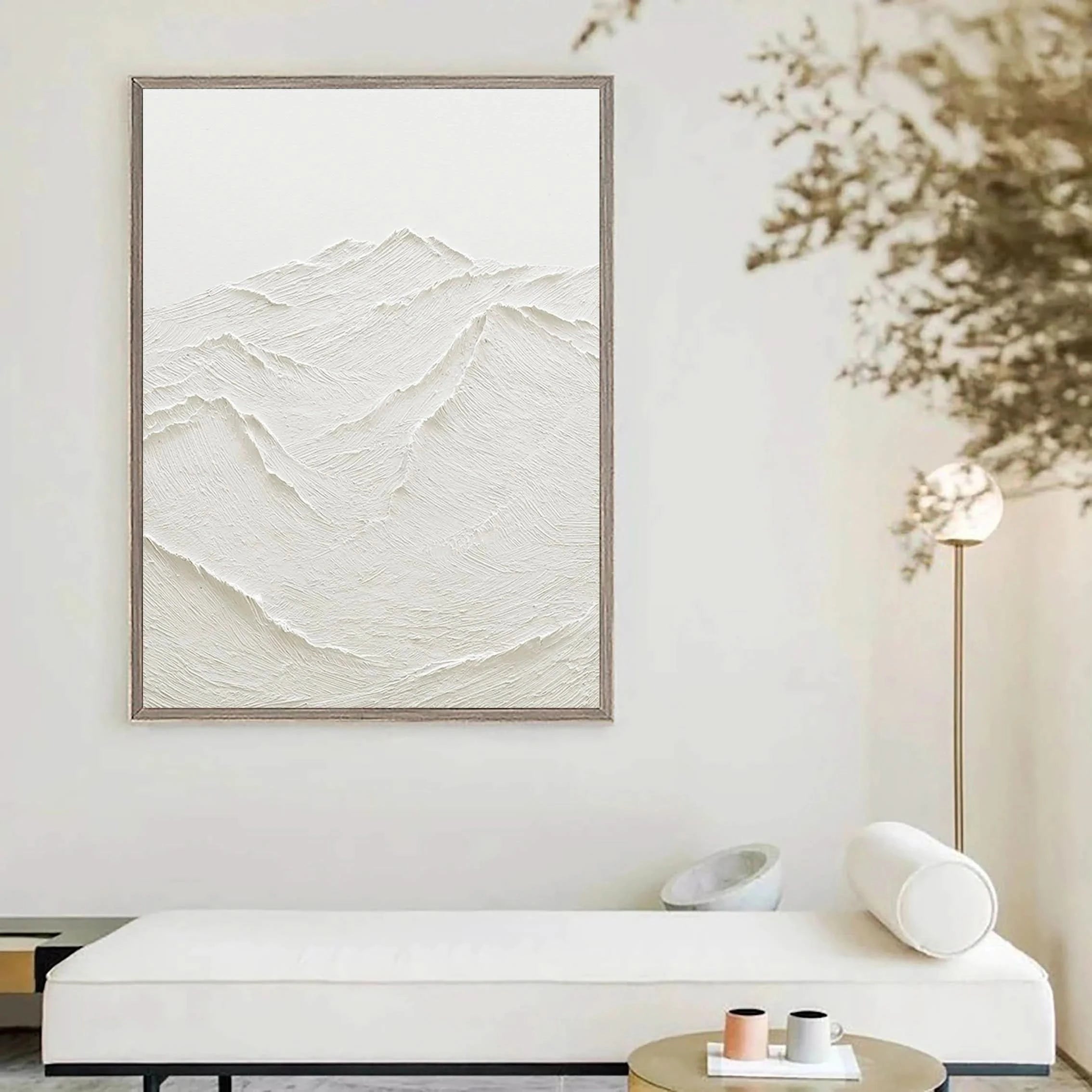 Minimalist White Textured Plaster Painting Original Oversized Wall Art for Bedroom/Living Room