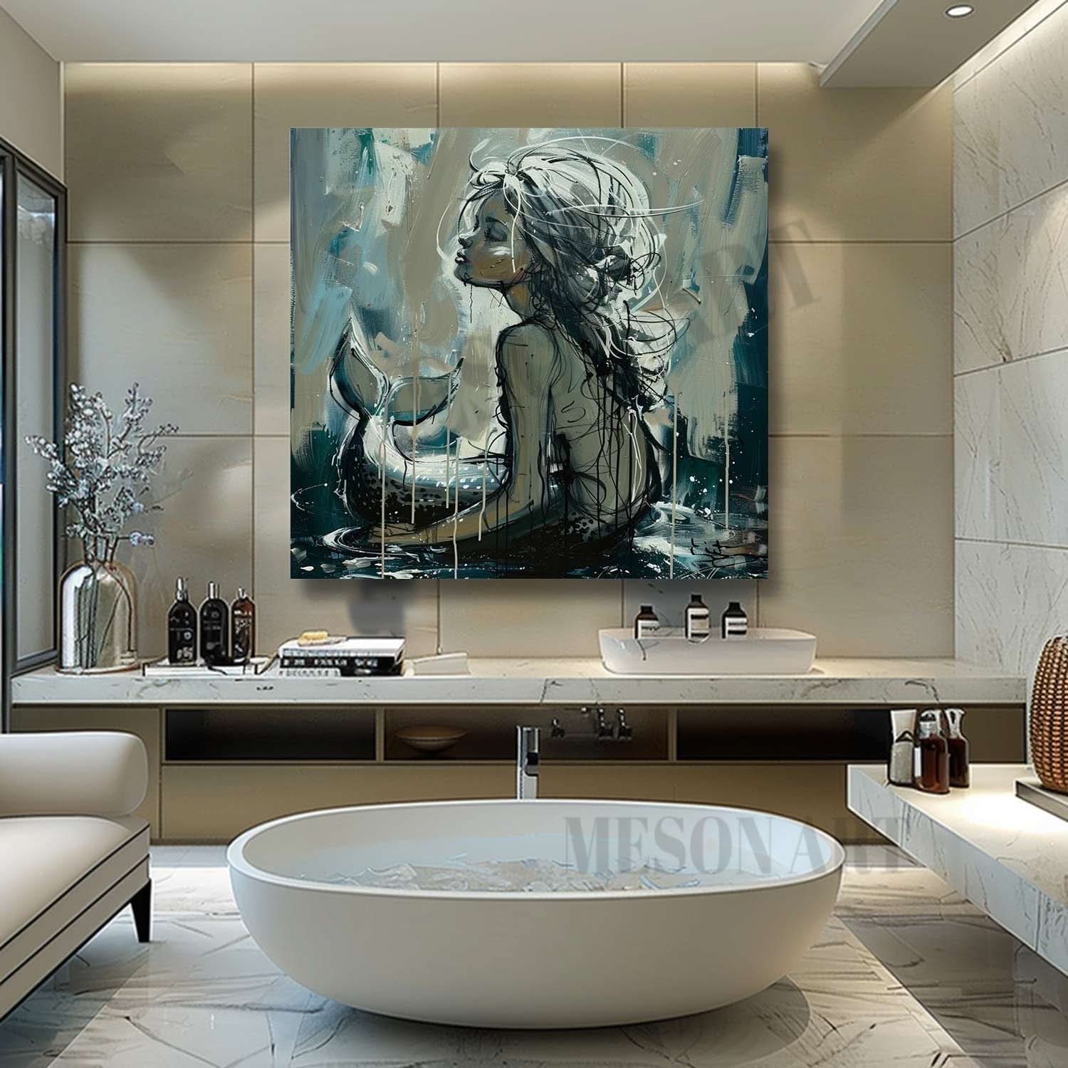 Mermaid Pop Canvas Art Mermaid Pop Wall Art Mermaid Oil Painting Mermaid Graffiti Art