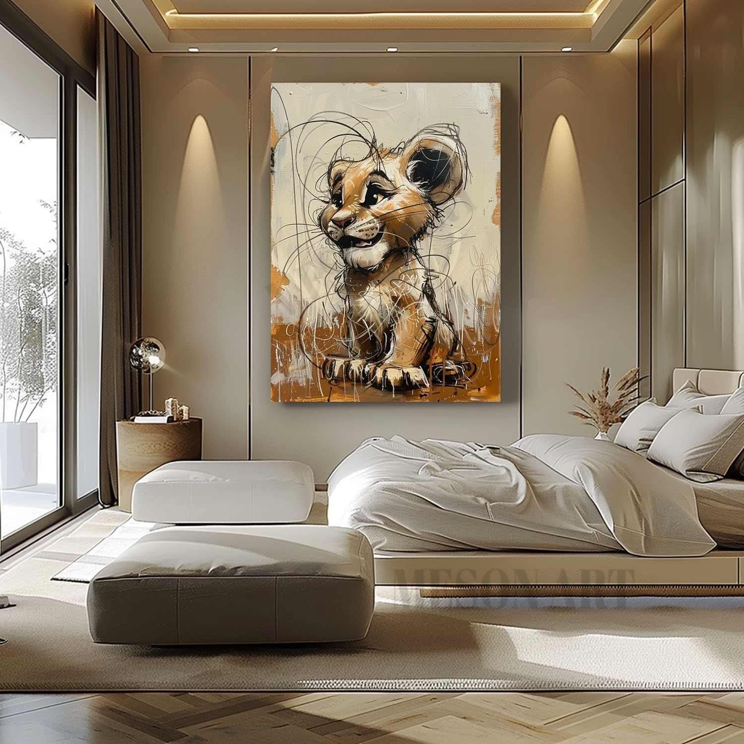 Lion King Simba Painting Simba Graffiti Cartoon Canvas Wall Art Simba Graffiti Canvas Art for Sale
