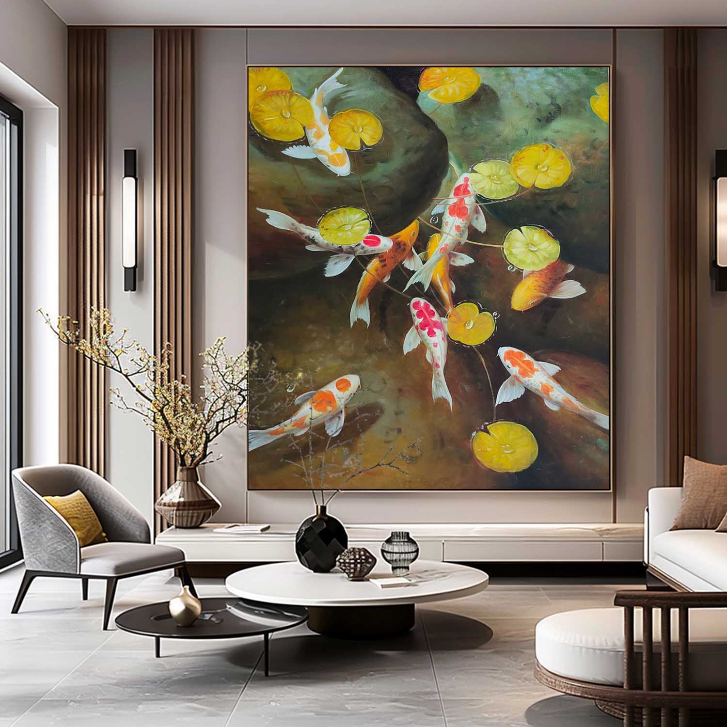 Carps Oil Painting Hyperrealistic Carp Canvas Art Realistic Carp Wall Art Koi Realistic Oil Painting