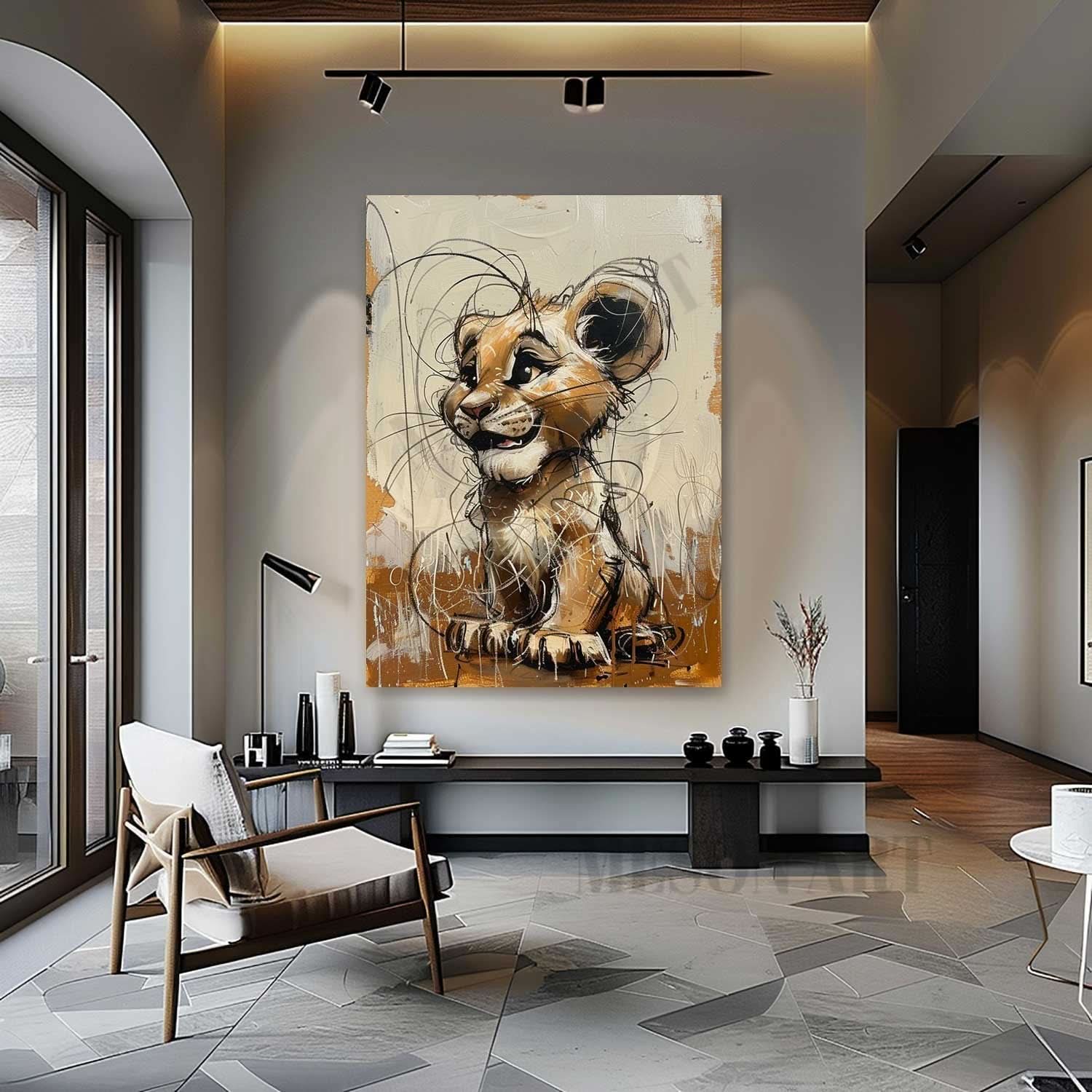 Lion King Simba Painting Simba Graffiti Cartoon Canvas Wall Art Simba Graffiti Canvas Art for Sale