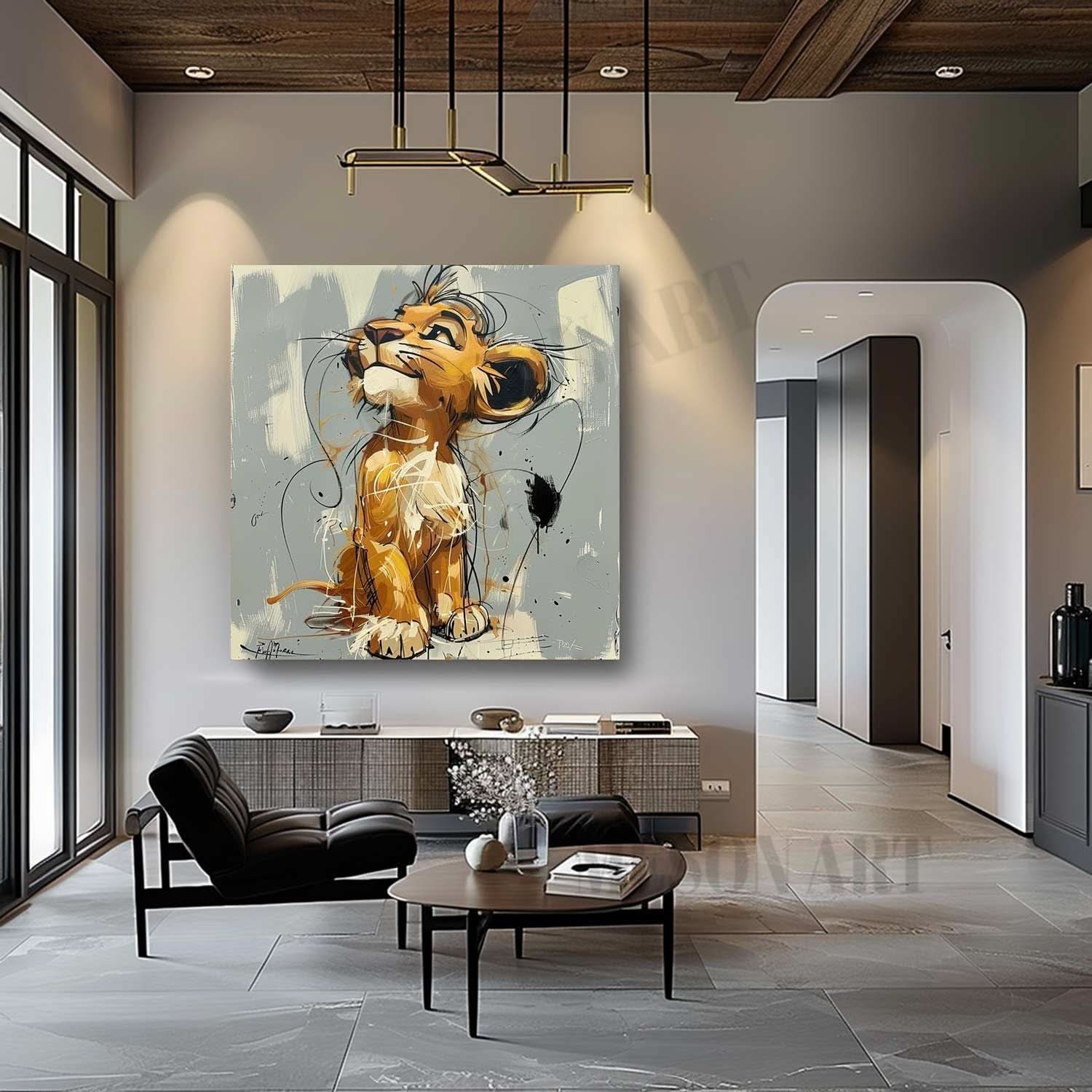 Simba the Lion Painting Simba Graffiti Canvas Wall Art Simba Pop Canvas Art for Sale
