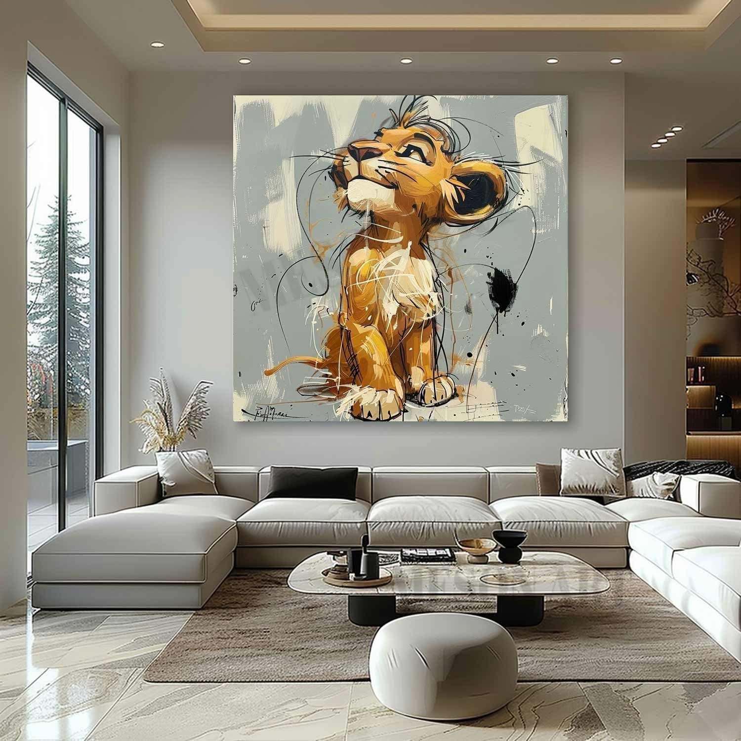 Simba the Lion Painting Simba Graffiti Canvas Wall Art Simba Pop Canvas Art for Sale