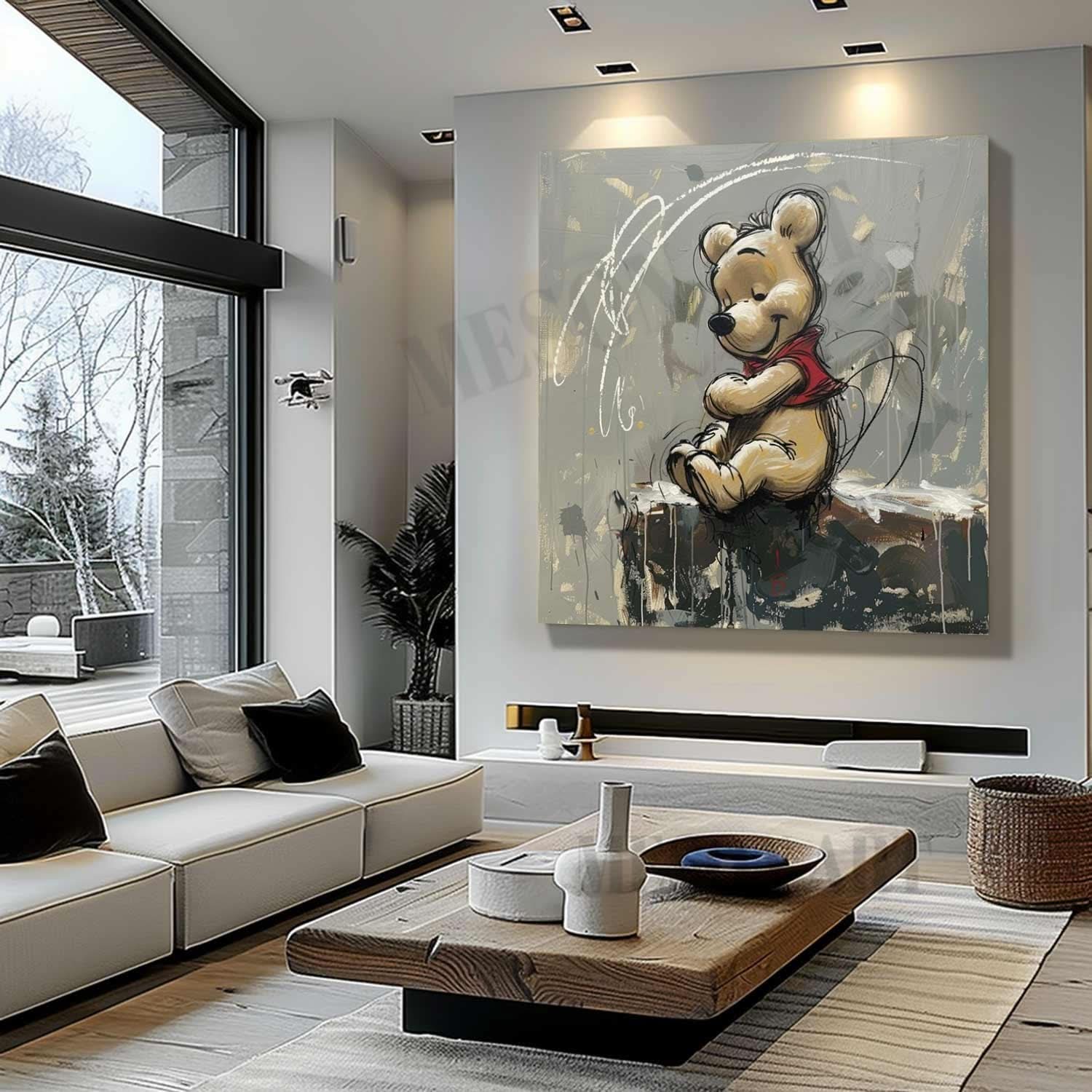 Winnie the Pooh Graffiti Street Art Graffiti Doodle Canvas Wall Art Winnie Graffiti Painting