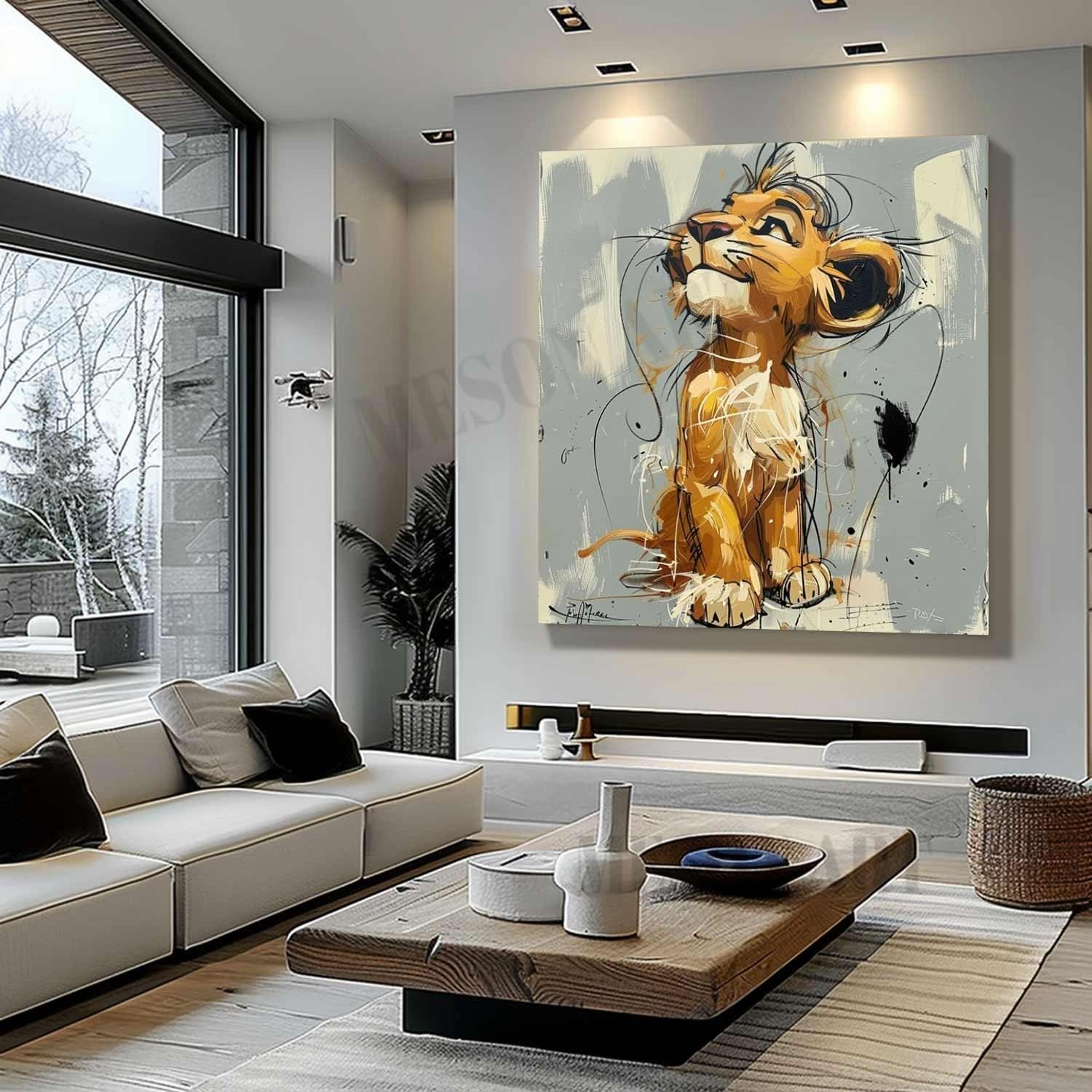 Simba the Lion Painting Simba Graffiti Canvas Wall Art Simba Pop Canvas Art for Sale