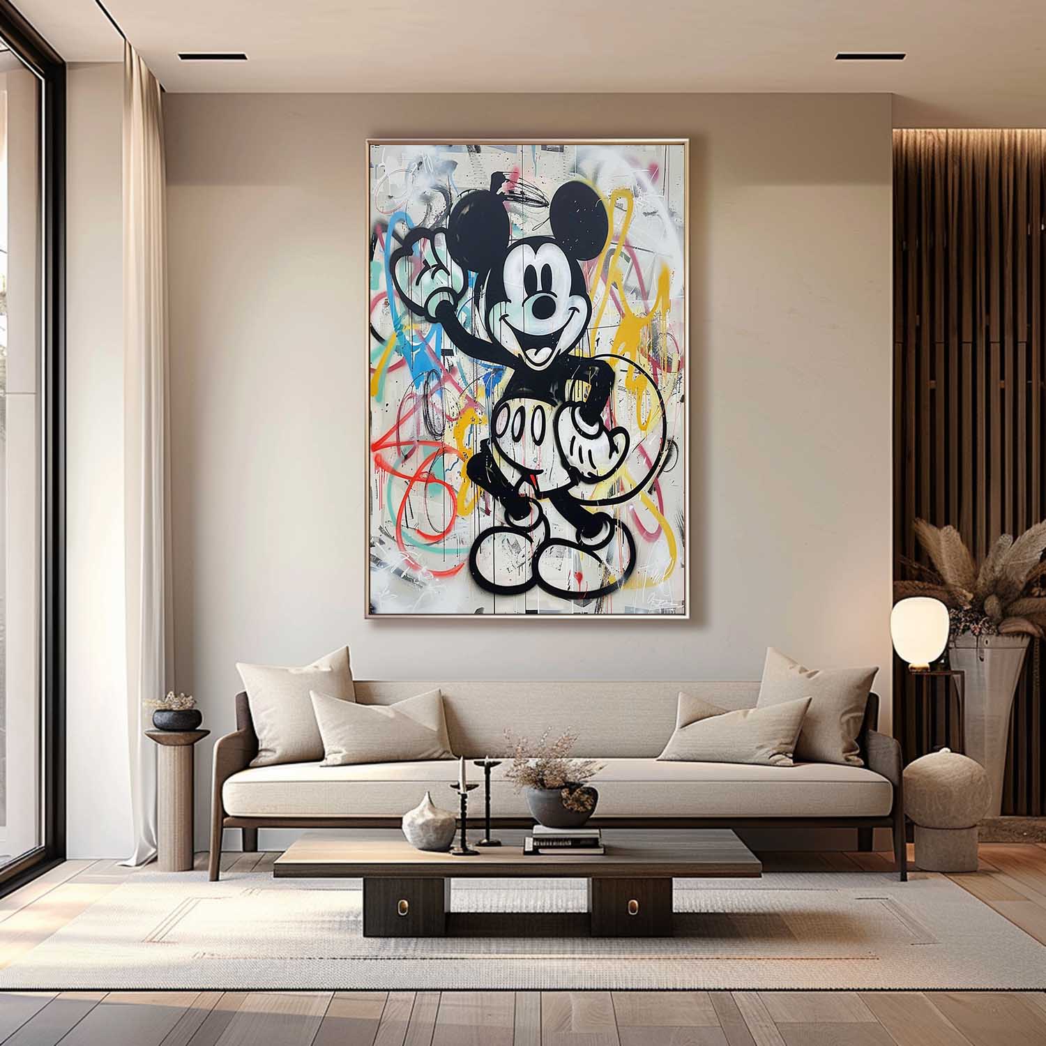 Mickey Mouse Kids Room Canvas Wall Art Mickey Graffiti Art for Sale Mickey Mouse Graffiti Street Painting