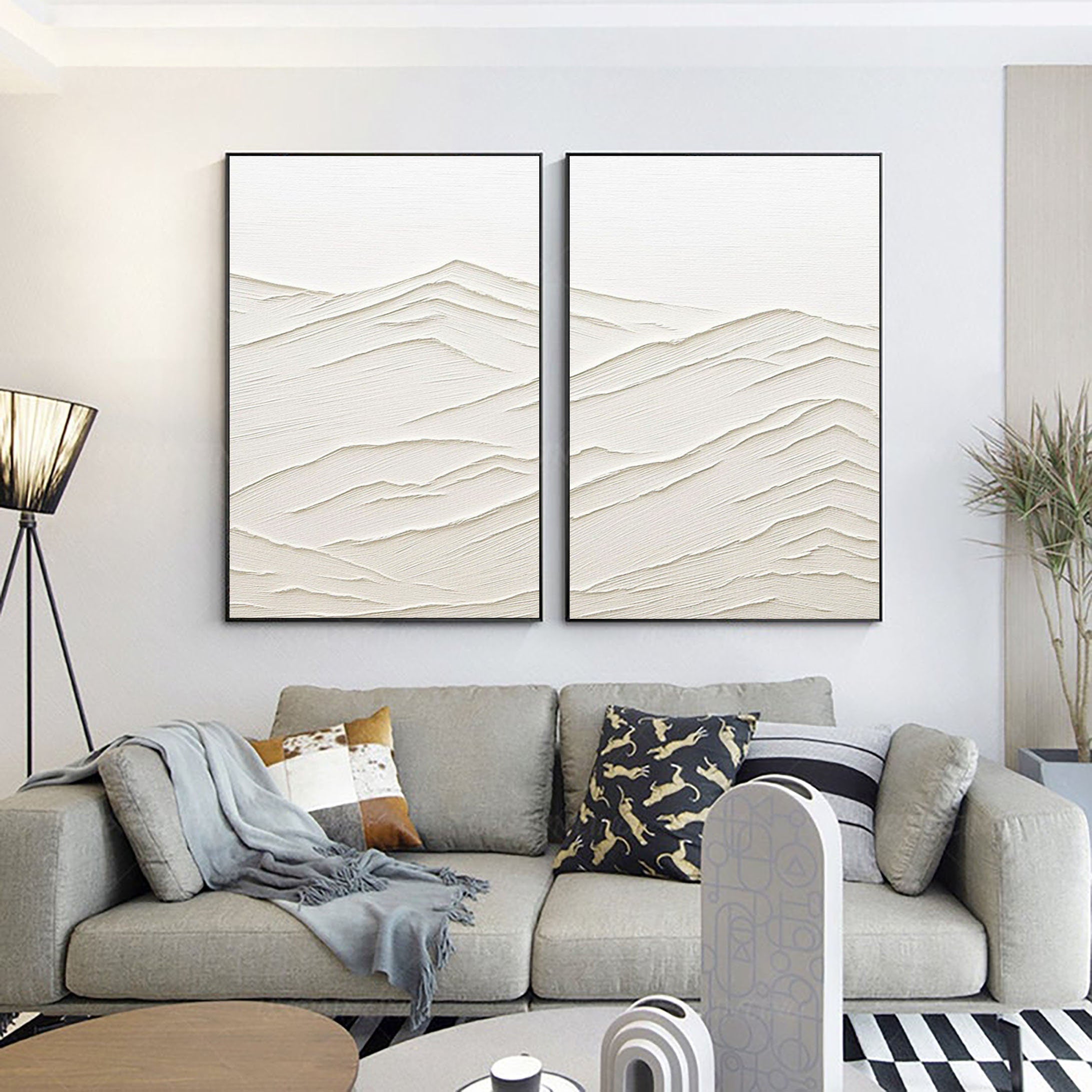 Plaster Art Minimalist Textured Paintings Set of 2 #MM079