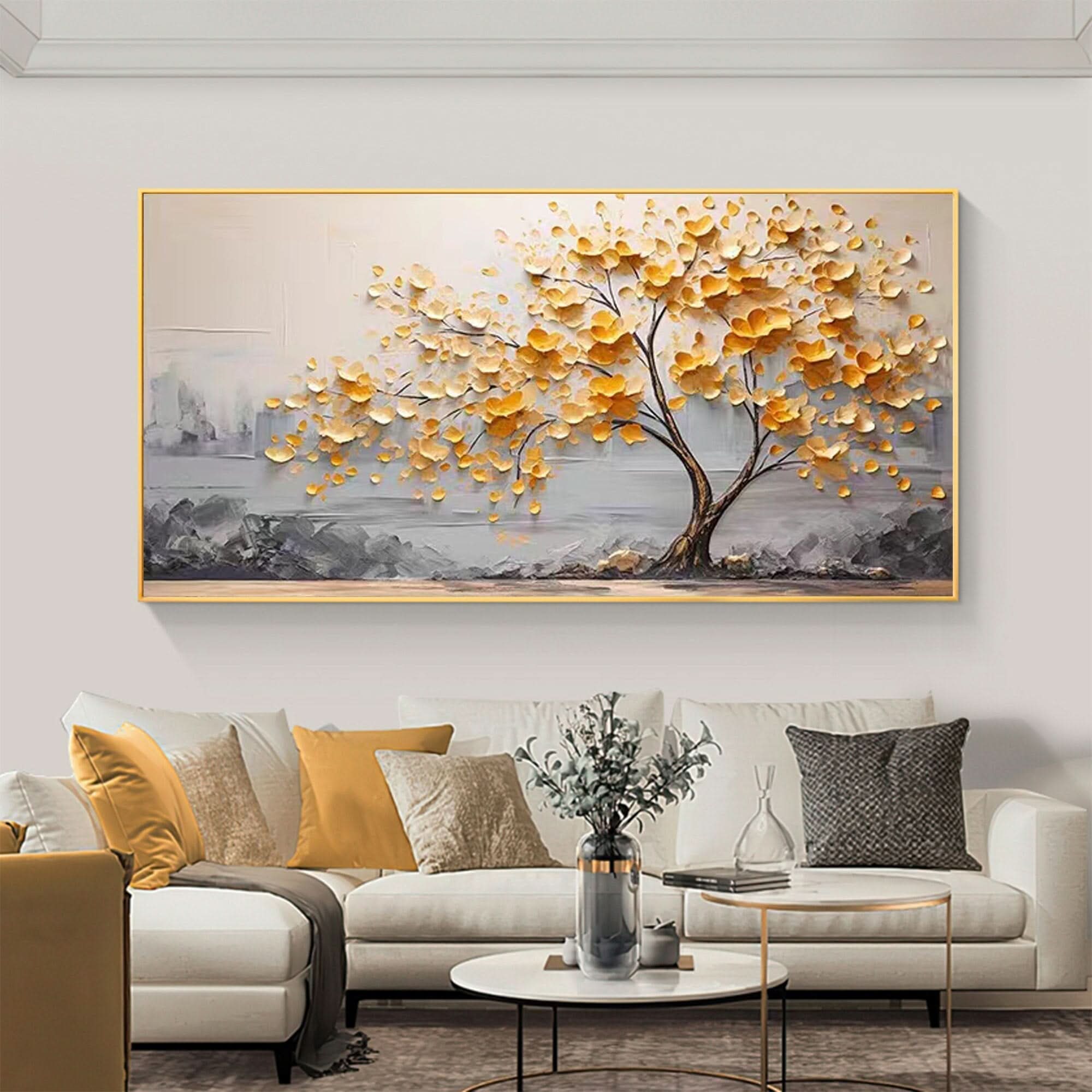 Golden Blossom Tree Art - Textured Wall Decor #BGM 010