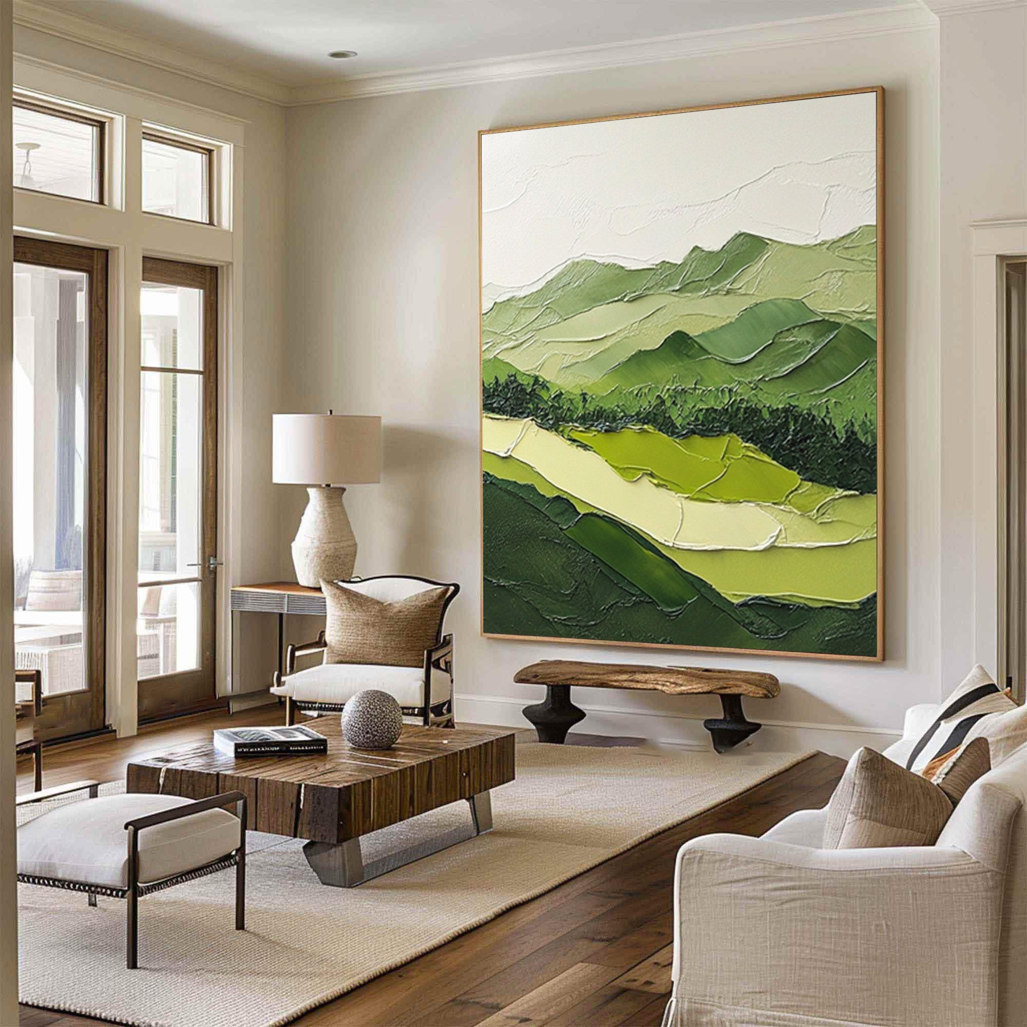 Modern Green Mountain Wall Art Nature-Inspired Decor for Contemporary Spaces #BGM 037