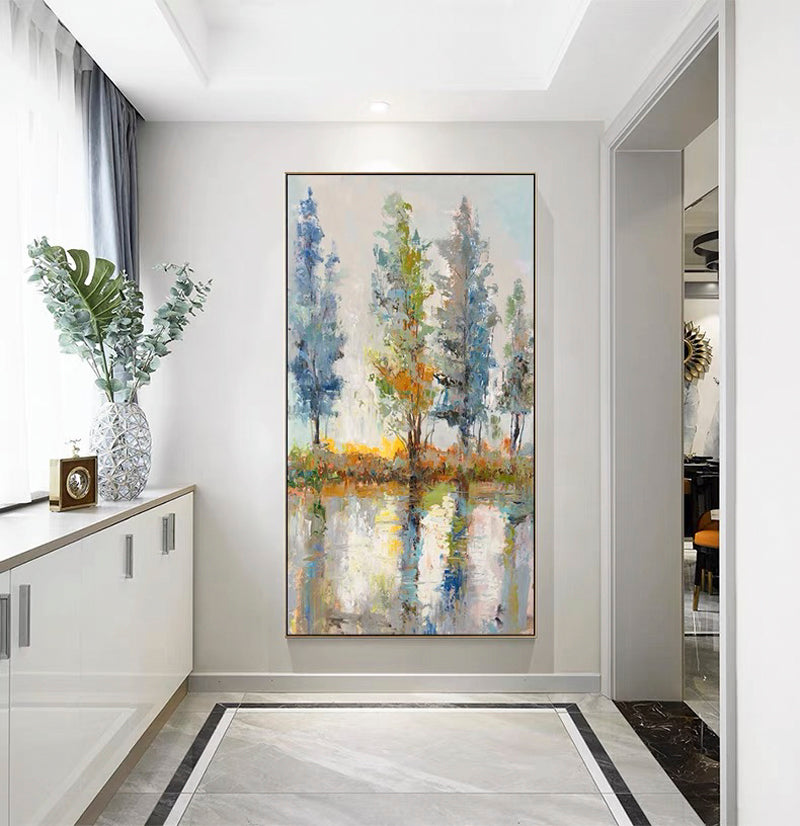 Absorbing the Sunlight-Serene Abstract Landscape Oil Painting for Modern Home Decor