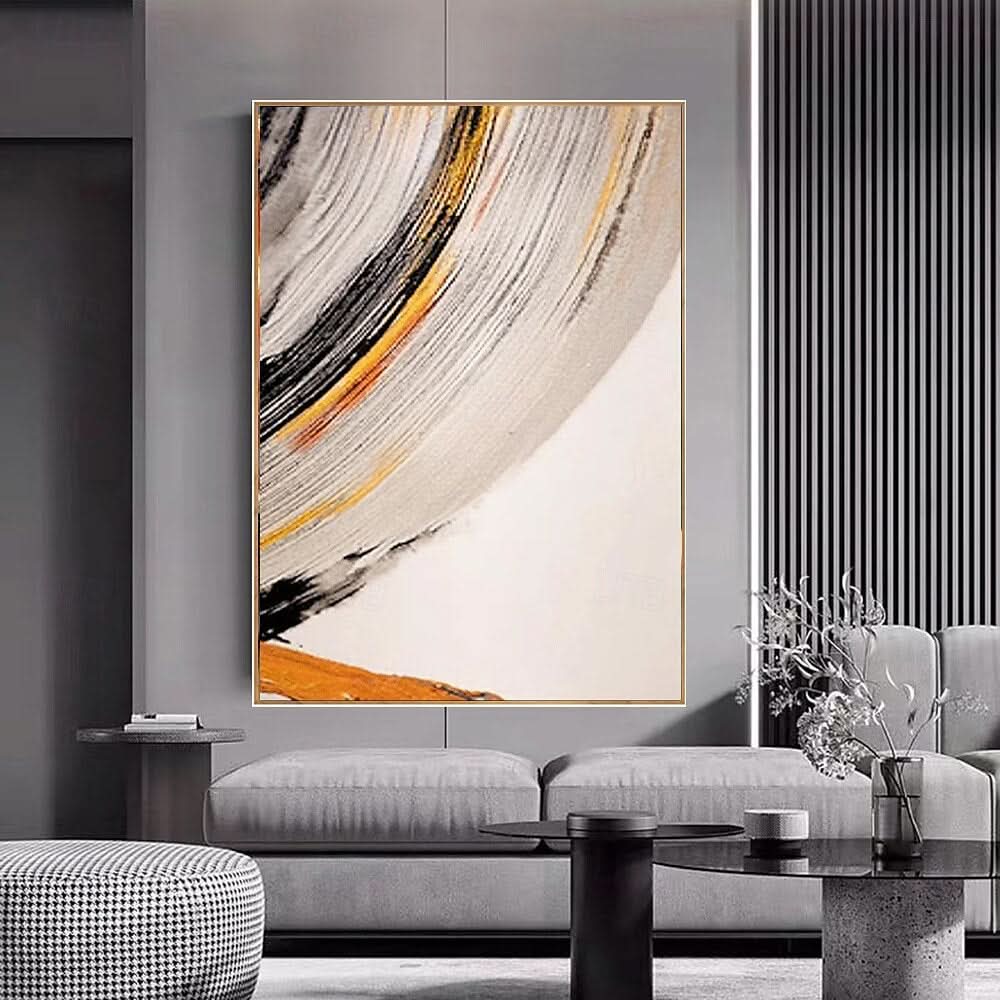 Golden Arc: Abstrakte Pinselstrich-Leinwandkunst