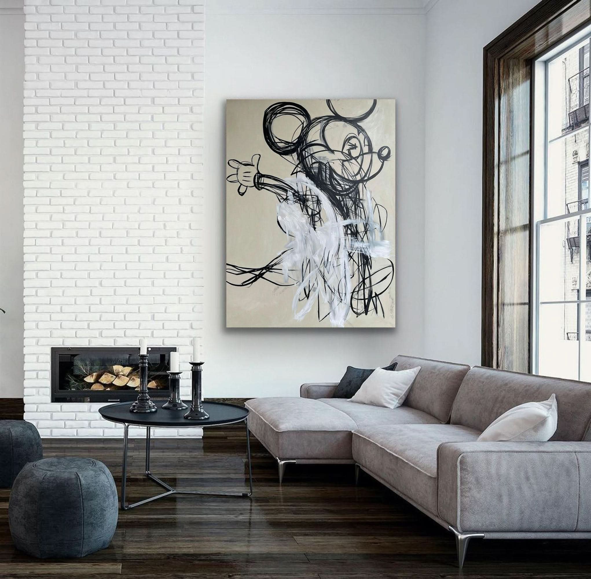 Mickey Mouse Graffiti Art 3D Graffiti Art Children's room graffiti texture wall painting Pop Art