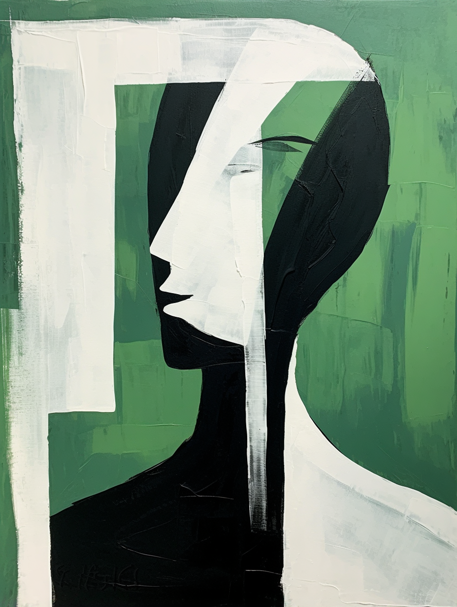 White and Green Abstract Art on Canvas White and Green Minimalist Abstract Wall Painting Texture Art