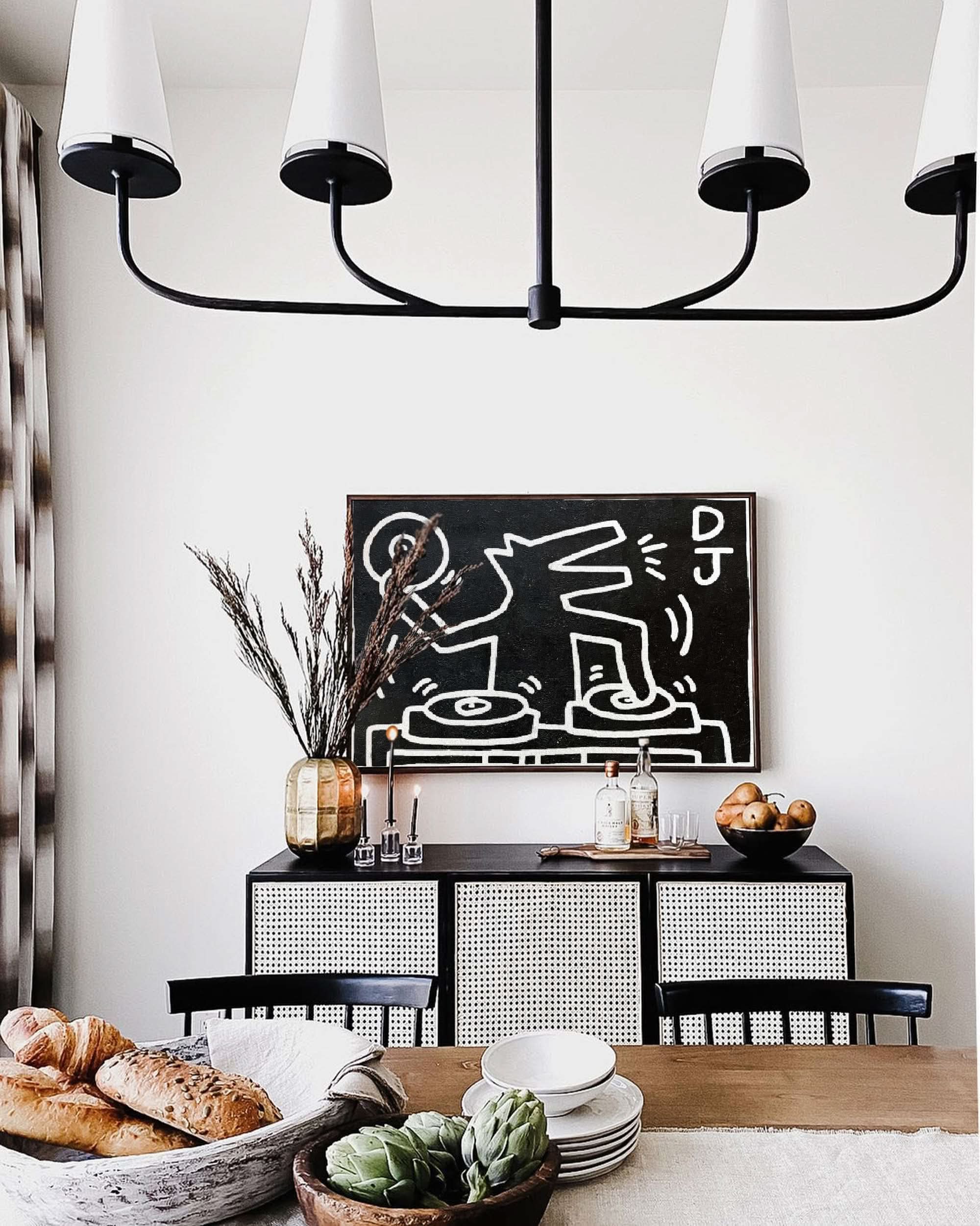 Keith Haring DJ Alligator Painting Keith Haring Artwork Large Keith Painting Pop Art Pop Wall Art