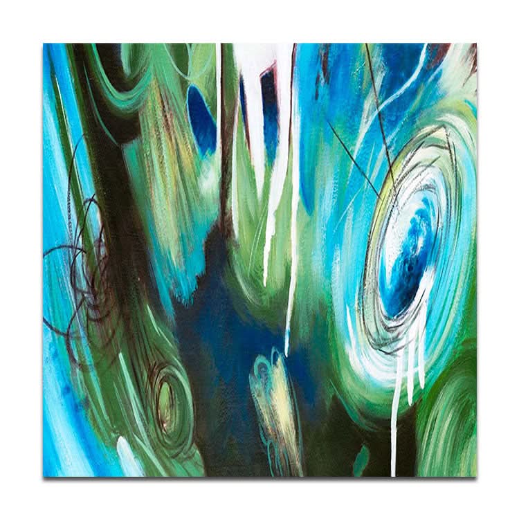 Abstraktes Gemälde Blau Abstraktes Gemälde Blaue und grüne Leinwandkunst Modernes Gemälde | 3D-Magie