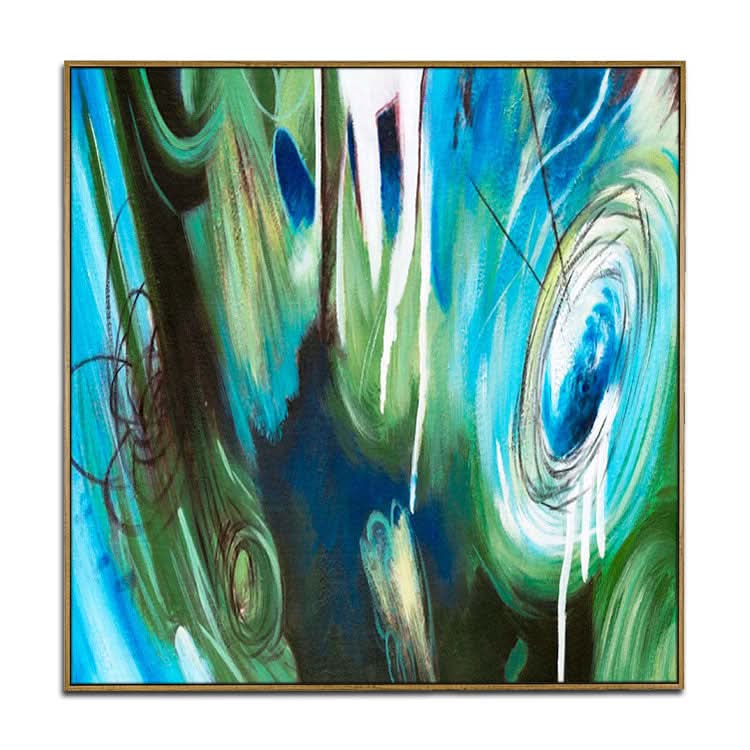 Abstraktes Gemälde Blau Abstraktes Gemälde Blaue und grüne Leinwandkunst Modernes Gemälde | 3D-Magie