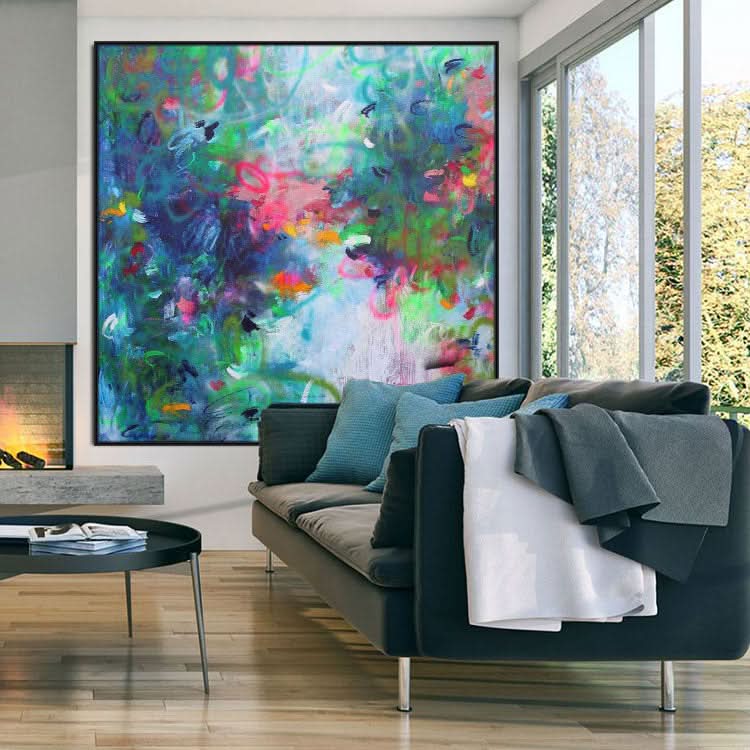 Blaue abstrakte Kunst Grünes Gemälde Original Kunst Gemälde Zeitgenössische Kunst Moderne Gemälde Groß | Minimalistische Kunst