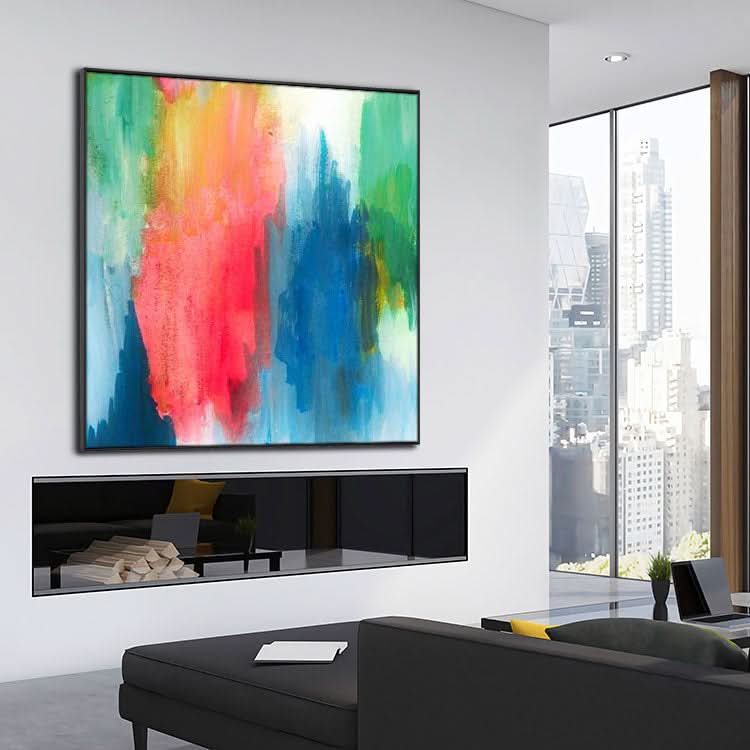 Rotes Gemälde, Original-Kunstwerk, blaues Gemälde, modernes Gemälde, Heimdekoration, Wandkunst, handgemaltes abstraktes Ölgemälde | Kontrast