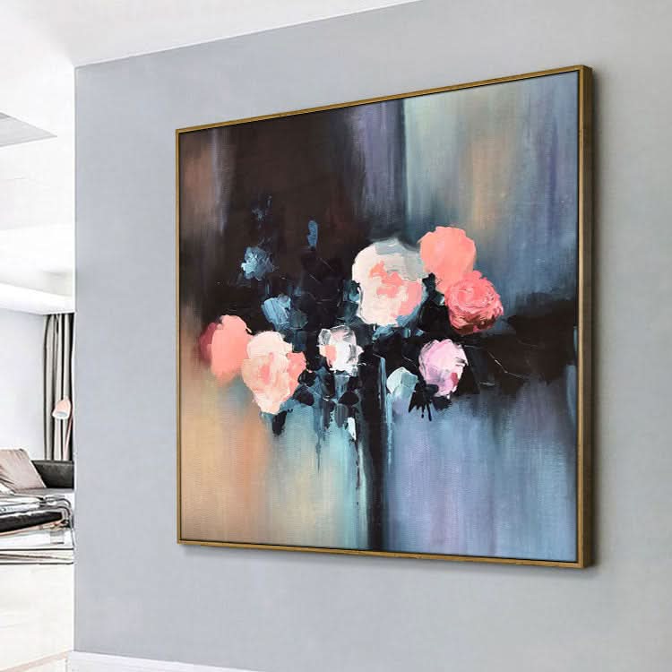 Schwarzes und rotes Ölgemälde, Originalgemälde, Acrylgemälde, Wandkunst, Leinwand | Blumen