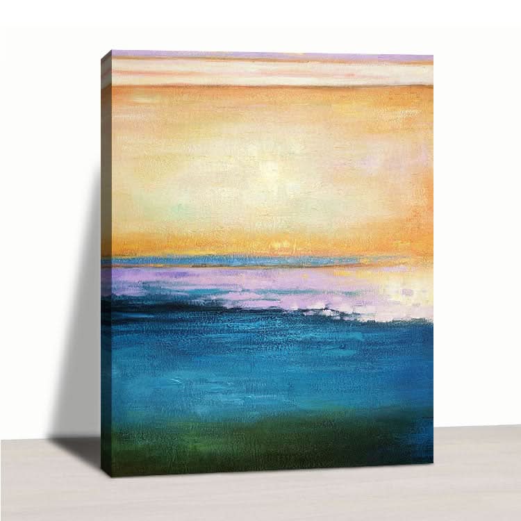 Sonnenuntergang und bei Flut - handgefertigtes Ölgemälde auf Leinwand mit Sonnenuntergang, Landschaftswandkunst