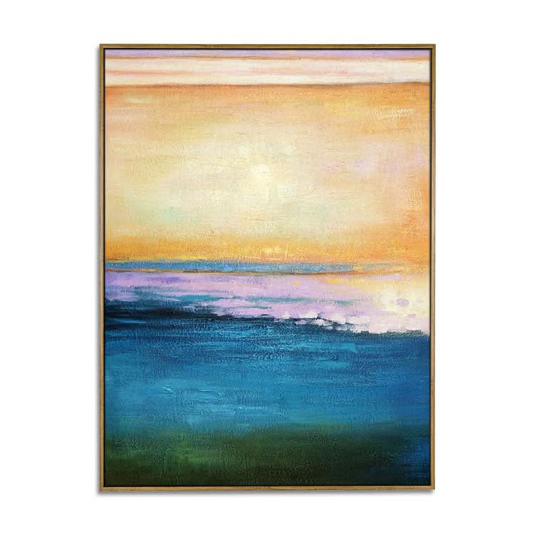 Sonnenuntergang und bei Flut - handgefertigtes Ölgemälde auf Leinwand mit Sonnenuntergang, Landschaftswandkunst