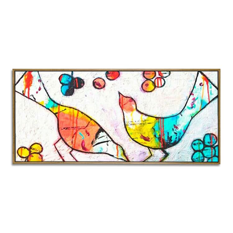 Vögel Handgemachtes Ölgemälde Hängende Wandkunst Große Leinwand Kunst Wohndekor Wandkunst Grünes Gemälde Original Kunstwerk Hellblaues Gemälde Modernes Gemälde | Futtersuchende Vögel