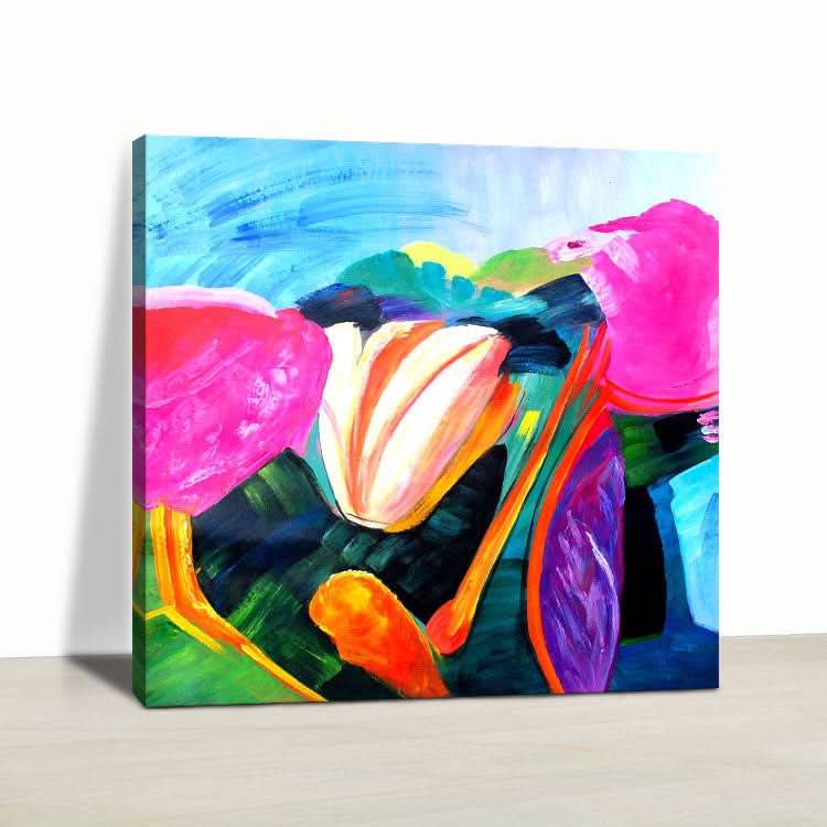 Yellow Painting Original Abstract Painting Contemporary Wall Painting Acrylic Abstract Art On Canvas | Cushaw flower