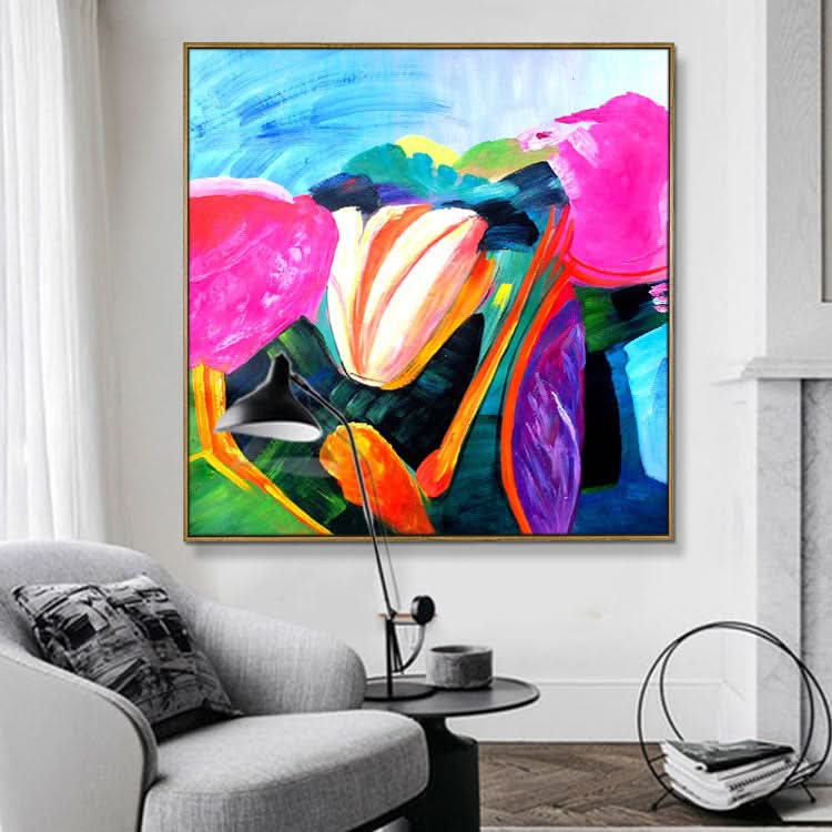 Yellow Painting Original Abstract Painting Contemporary Wall Painting Acrylic Abstract Art On Canvas | Cushaw flower