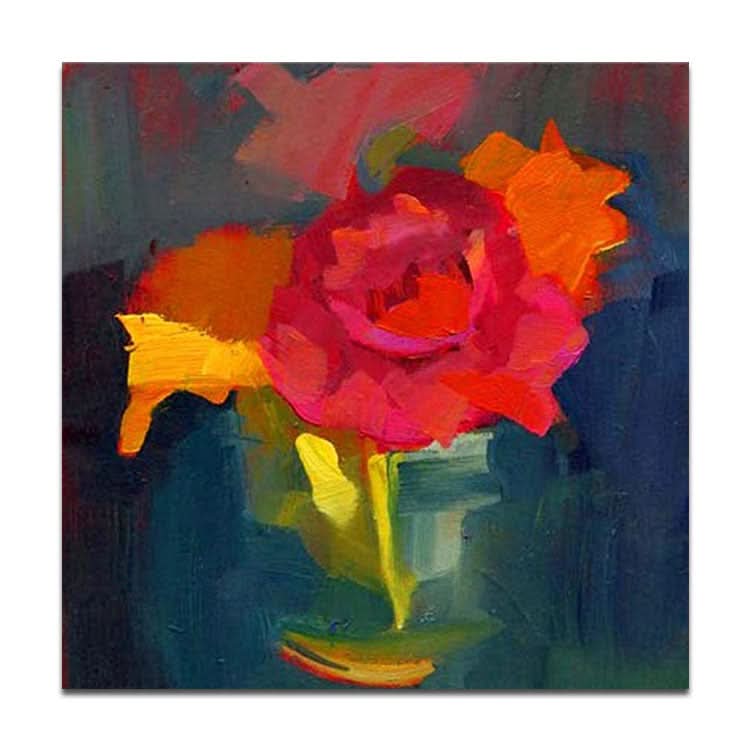 Ölgemälde, handgefertigt, Original, moderne Gemälde, große Leinwand, Wandkunst, rot, grün, Wandkunst, Gemälde | Vase mit Blumen