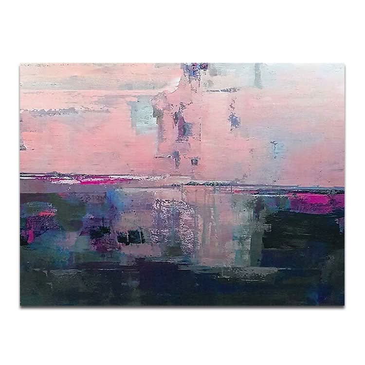 Kreatives abstraktes Gemälde, Originalgemälde an der Küste, modernes Strukturbild, Sonnenuntergangslicht