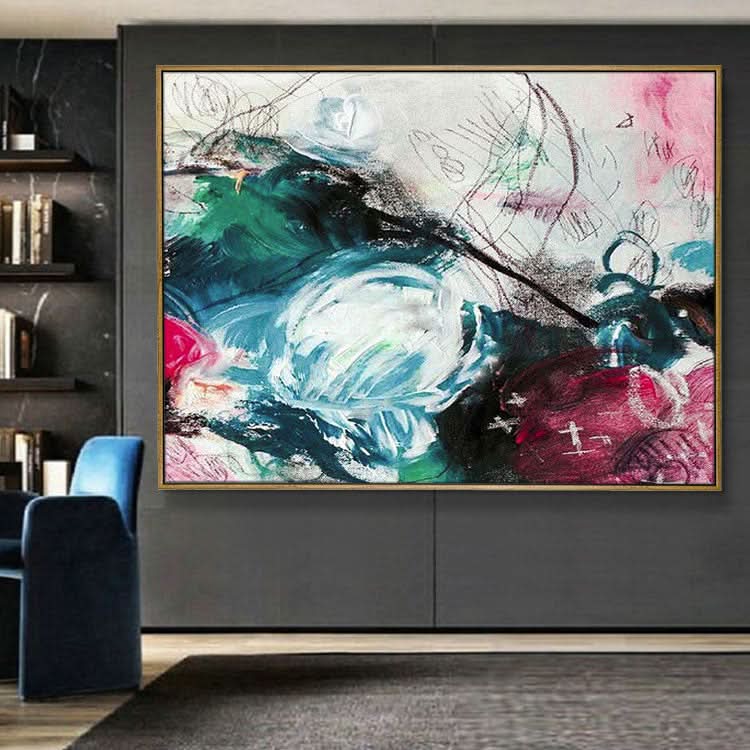 Extragroße Leinwand, abstrakte, farbenfrohe Wandkunst, Acrylgemälde, Leinwandkunst, zeitgenössische Kunst, Wohnzimmer-Wandkunst | JOLT