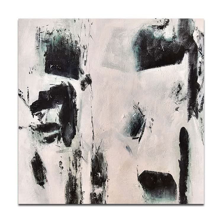 Schwarze abstrakte Kunst Weißes Gemälde Wohndekor Wandkunst Original Kunst Gemälde Großes Gemälde Leinwand Zeitgenössische Kunst | Hervorstehender Felsen