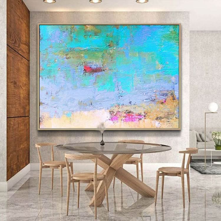 Abstraktes Gemälde, Original, großes Gemälde, Küstenlandschaftsgemälde, Strukturkunst, abstraktes Acrylgemälde auf Leinwand | Lotusteich