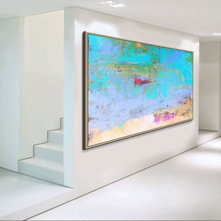 Abstraktes Gemälde, Original, großes Gemälde, Küstenlandschaftsgemälde, Strukturkunst, abstraktes Acrylgemälde auf Leinwand | Lotusteich
