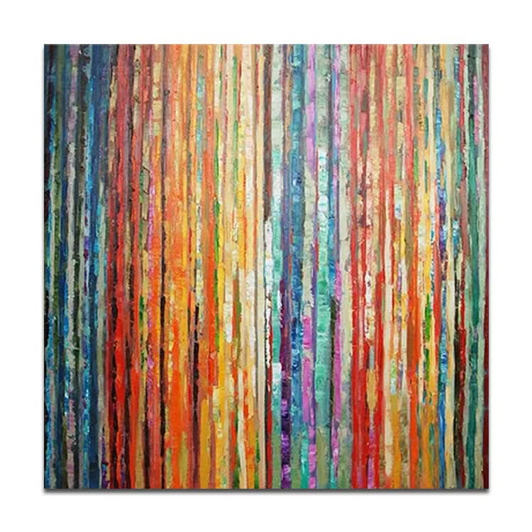 Abstraktes Gemälde mit roten Blättern, abstrakte Acrylgemälde auf Leinwand, zeitgenössische Kunst, Linienstrukturmalerei