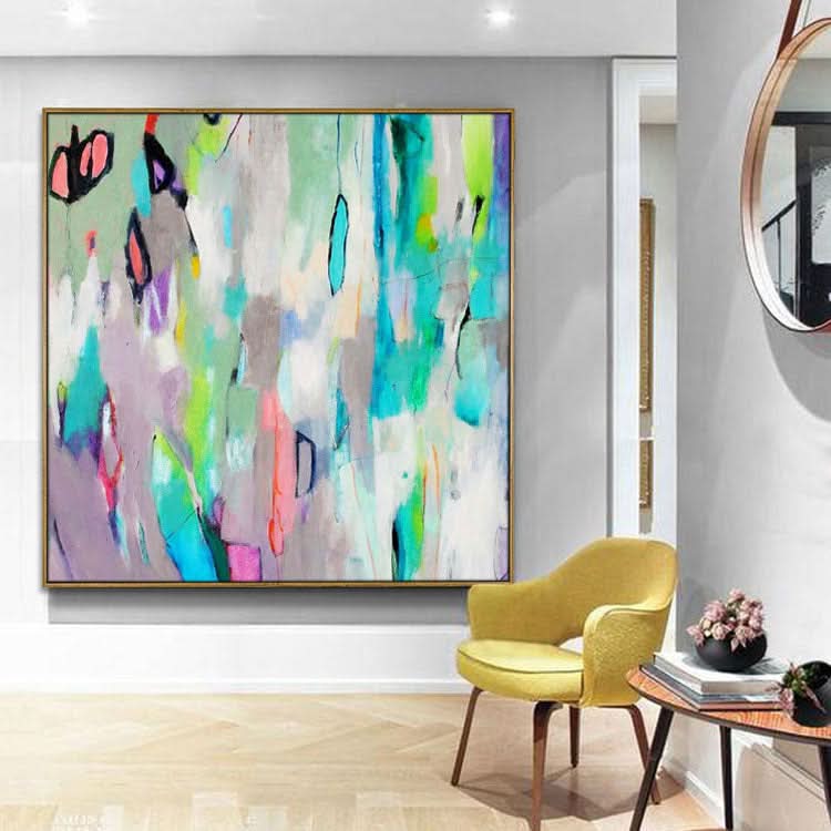 Buntes abstraktes Gemälde Beige Gemälde Weißes Gemälde Originalgemälde Abstraktes Acryl | Belebte Straßen